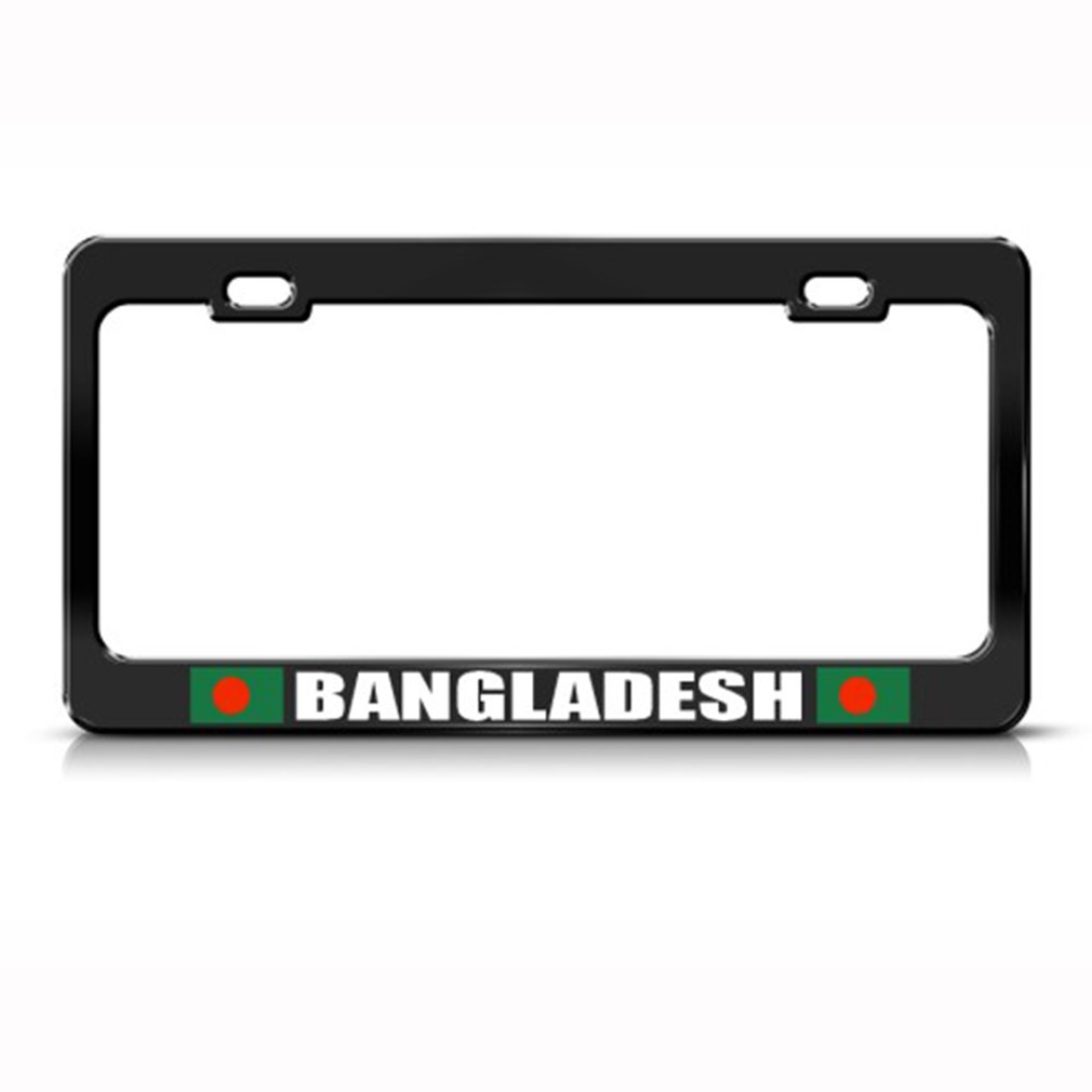 Speedy Pros Metal License Plate Frame with Bangladesh Flag - Black Car Accessories for 2 Hole Mounting | Perfect for Car Enthusiasts & Patriotic Drivers