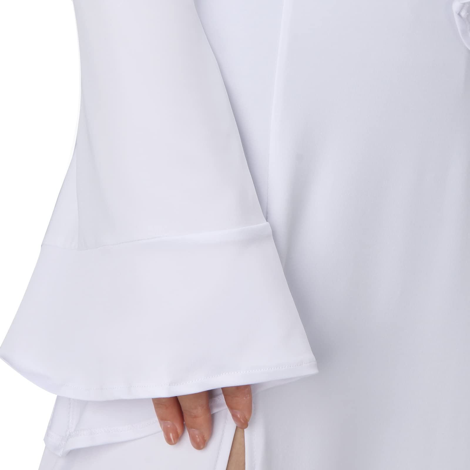 NIHONCOS Women's Medieval White Long Dress Robe Halloween Costume with Belt - Renaissance Faire, Cosplay, LARP, Halloween Party Outfit