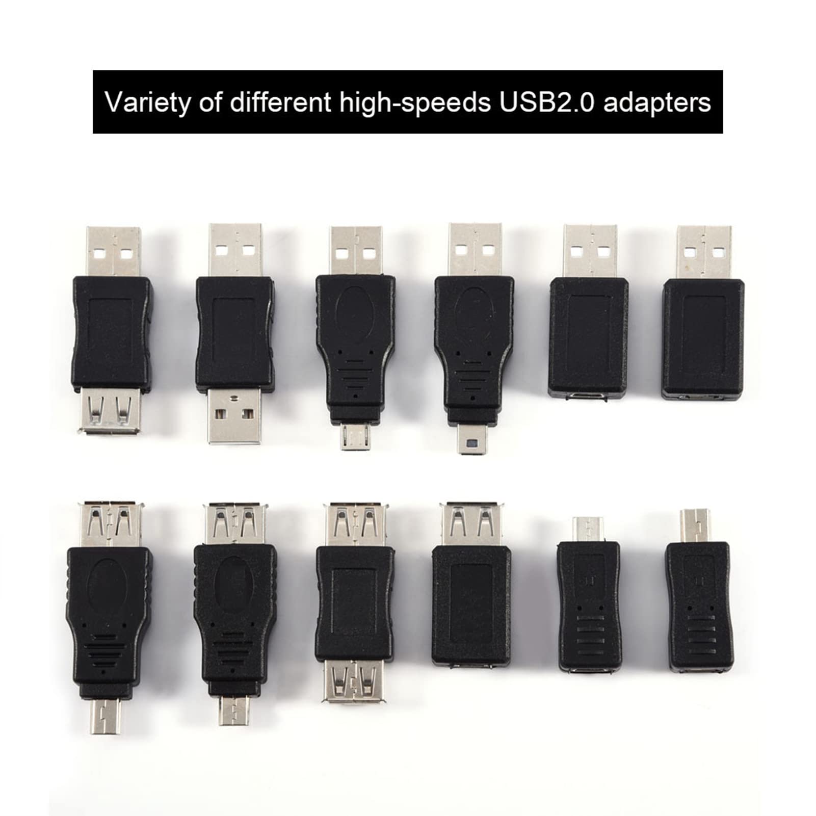 12-Piece USB Adapter Kit - Micro USB to USB A, Mini 5P USB, Mini USB & More - Universal Connector for Laptops, Phones, Tablets & PC - Includes 2x OTG Adapters for Data Transfer & Charging - Perfect for Travel, Office & Home Use