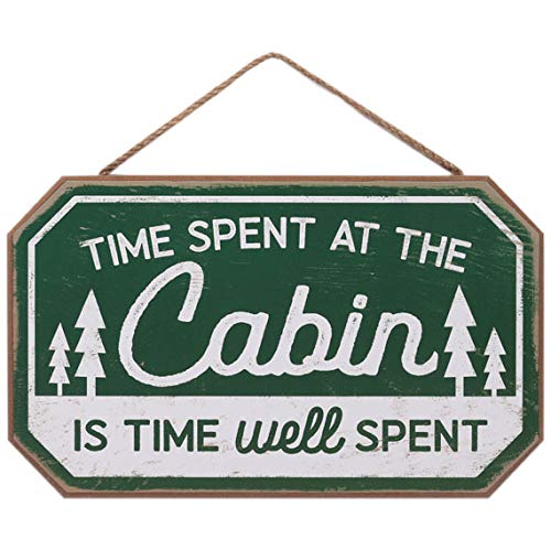 Cabin Time Well Spent Rustic Wood Wall Decor - Handcrafted Hanging Sign for Living Room, Entryway, Garage & Cabin - Perfect for Farmhouse, Lodge & Country Home Decor