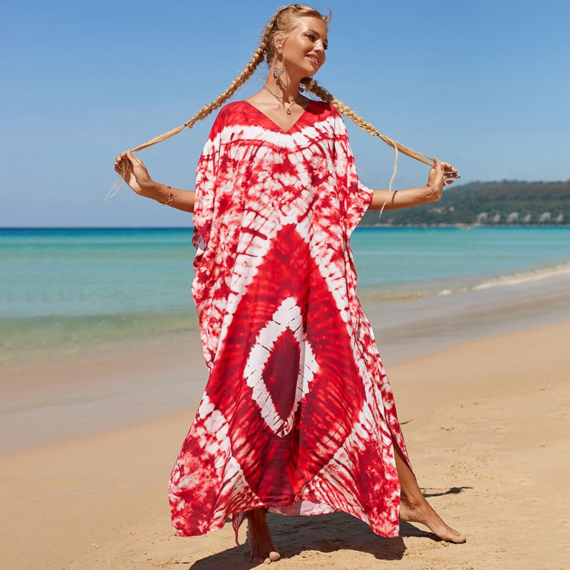 Bohemian Beach Dresses & Kaftans - Flowy Bikini Cover Ups, Maxi Robe for Women | Elegant Swimwear Coverup for Pool, Vacation & Summer Outfits
