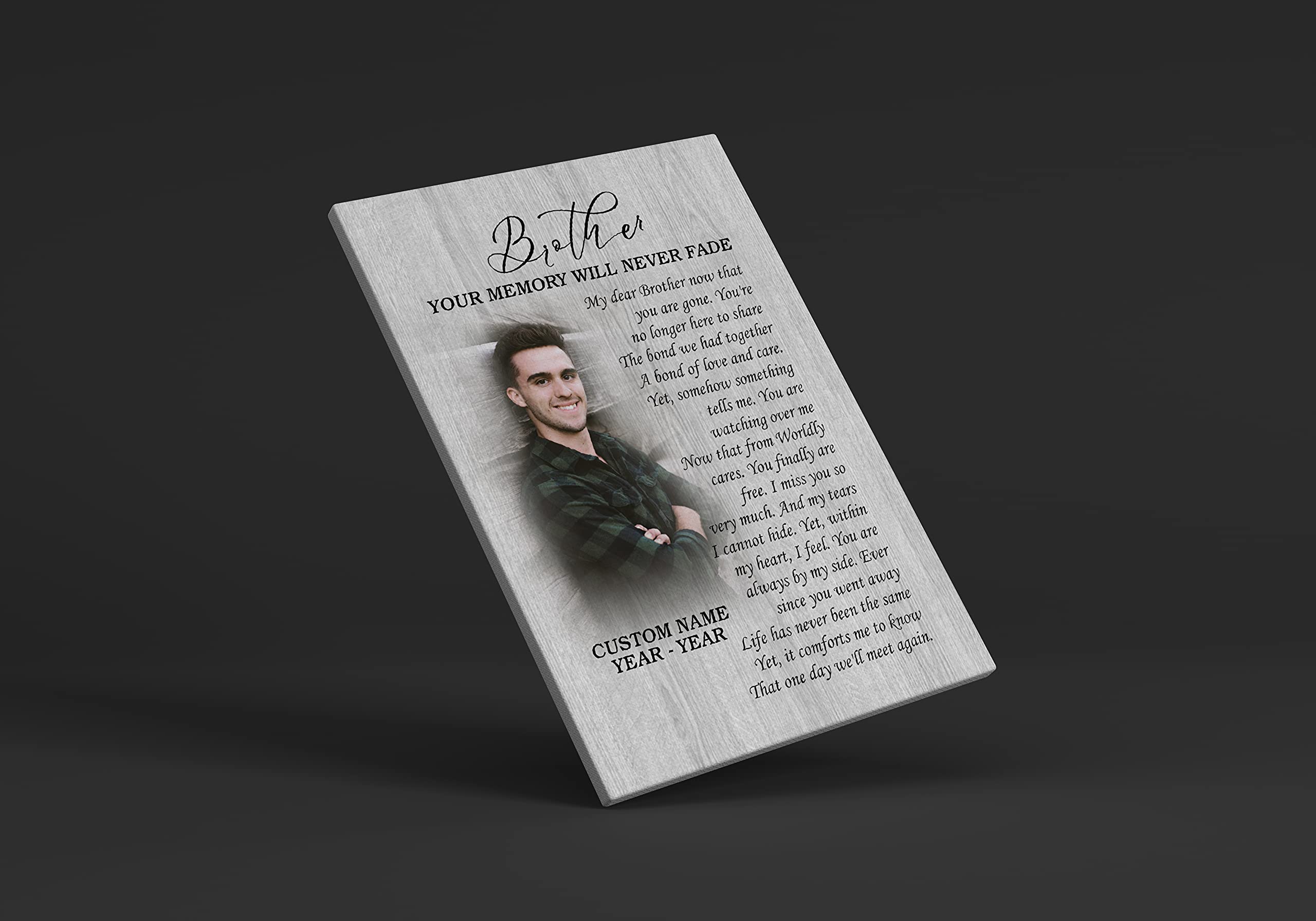 Personalized Brother Memorial Canvas - Sympathy & Bereavement Gift for Loss of Brother - In Memory Keepsake - 12x16 Inch - Perfect for Home Memorial, Condolence Gift, or Remembrance Display