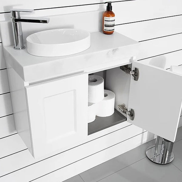 ADP London Mini Wall Mounted Vanity - Modern Bathroom Sink with Storage for Small Spaces, Perfect for Apartments & Powder Rooms