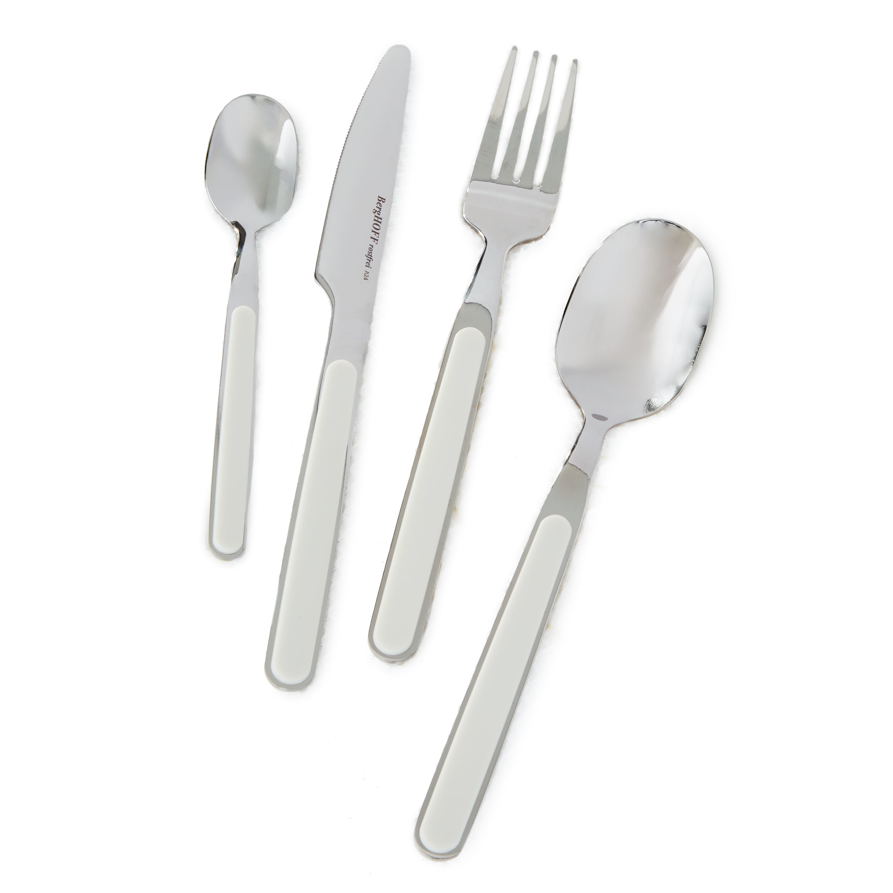 BergHOFF Leo Balance 24-Piece Stainless Steel Flatware Set in Moonbeam Finish - Elegant Dinnerware for Formal Dining, Parties & Everyday Use