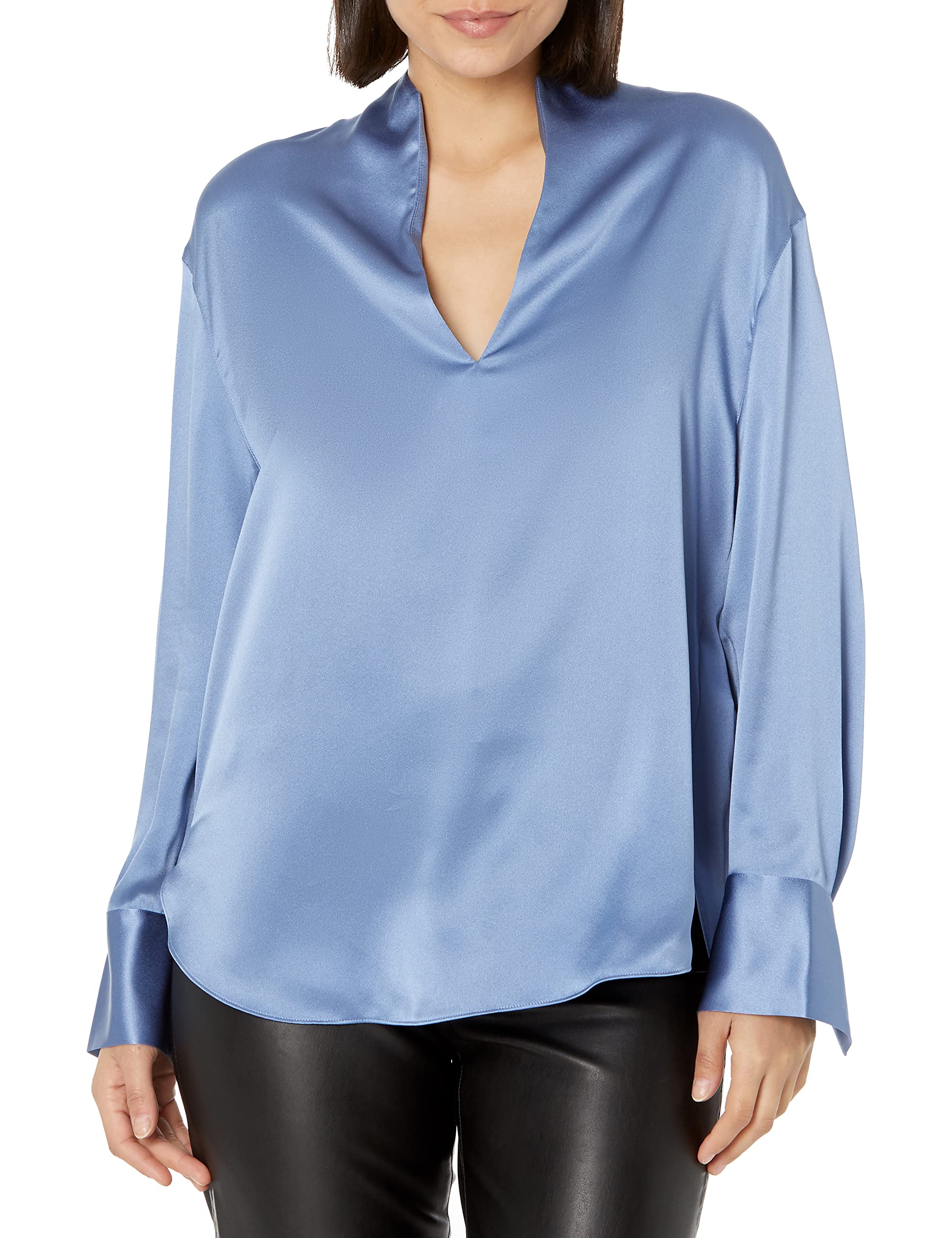 Vince Women's Long Sleeve Slit Neck Blouse - Elegant Casual & Office Wear Tops for Women