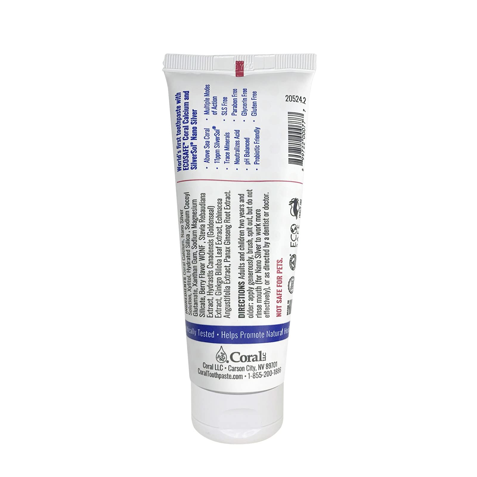 Coral Nano Silver Bubble Berry Kids Toothpaste - Natural Fluoride-Free Teeth Whitening for Children, Coral Calcium & Nano Silver Infused, SLS-Free (4 oz) - Safe & Gentle for Daily Oral Care, Perfect for Kids' Sensitive Teeth