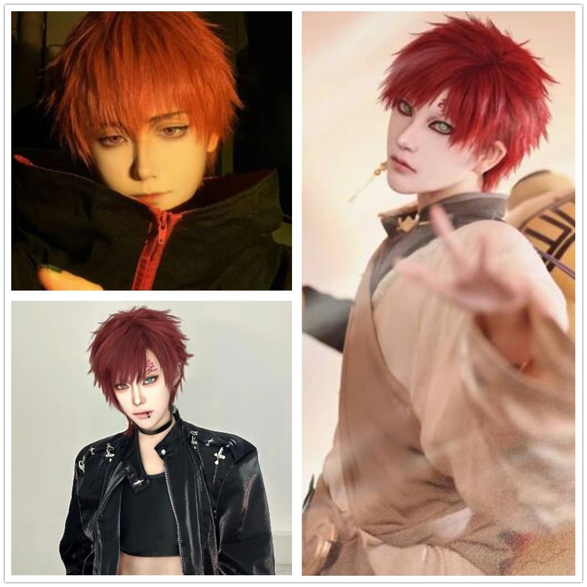 Dark Red Short Cosplay Wig for Halloween - Heat Resistant Synthetic Hair, Natural Fluffy Unisex Costume Wig for Cosplay, Anime, Parties & Themed Events
