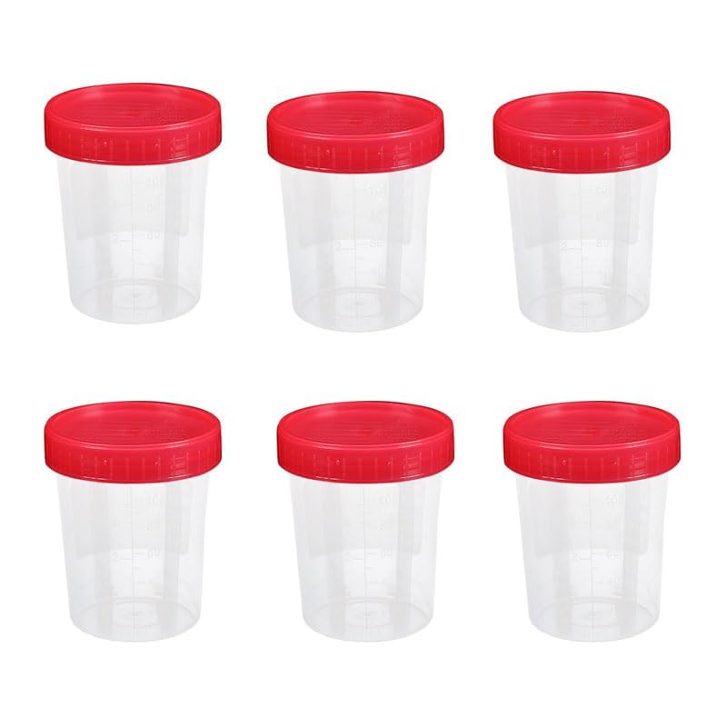 6 Pack 120ml Disposable Urine Specimen Cups with Screw-On Lids & Labels - Leak-Proof Sample Collection Containers for Pregnancy, Ovulation, PH Testing - Ideal for Home Tests, Medical Clinics, and Laboratories