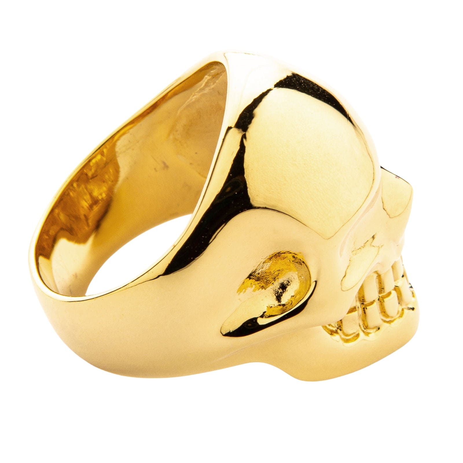 Vintage Metallic Yellow Gold Brass Skull Ring for Men - Gothic Punk Jewelry, Perfect for Halloween, Costume Parties & Biker Fashion Accessories