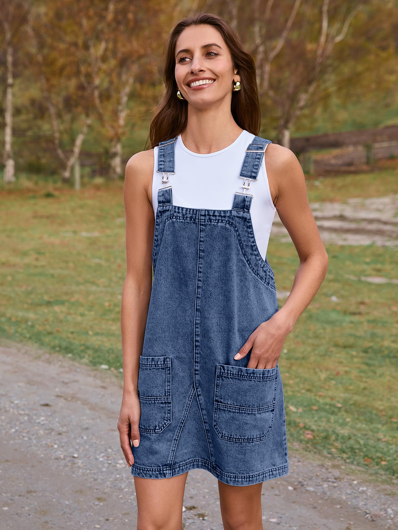 BerryGo Women's Denim Overalls - Sleeveless Romper Jumpsuit with Pockets | 2025 Fashion Pinafore Dress Shorts | Casual Summer Outfit, Beach Wear & Street Style
