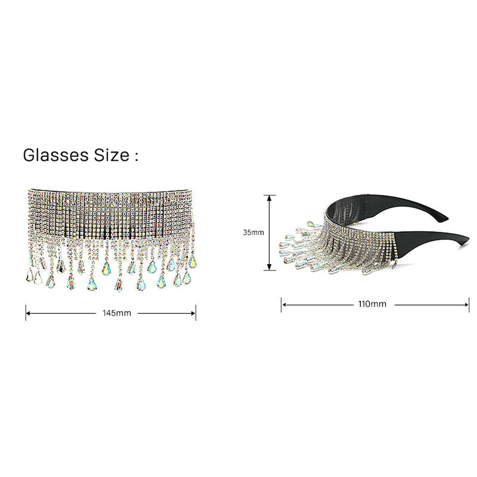 Luxury Oversized Sunglasses for Women - Fashion Tassel Crystal Diamond Sun Glasses with Punk Style & UV Protection | Perfect for Beach, Driving, and Outdoor Activities