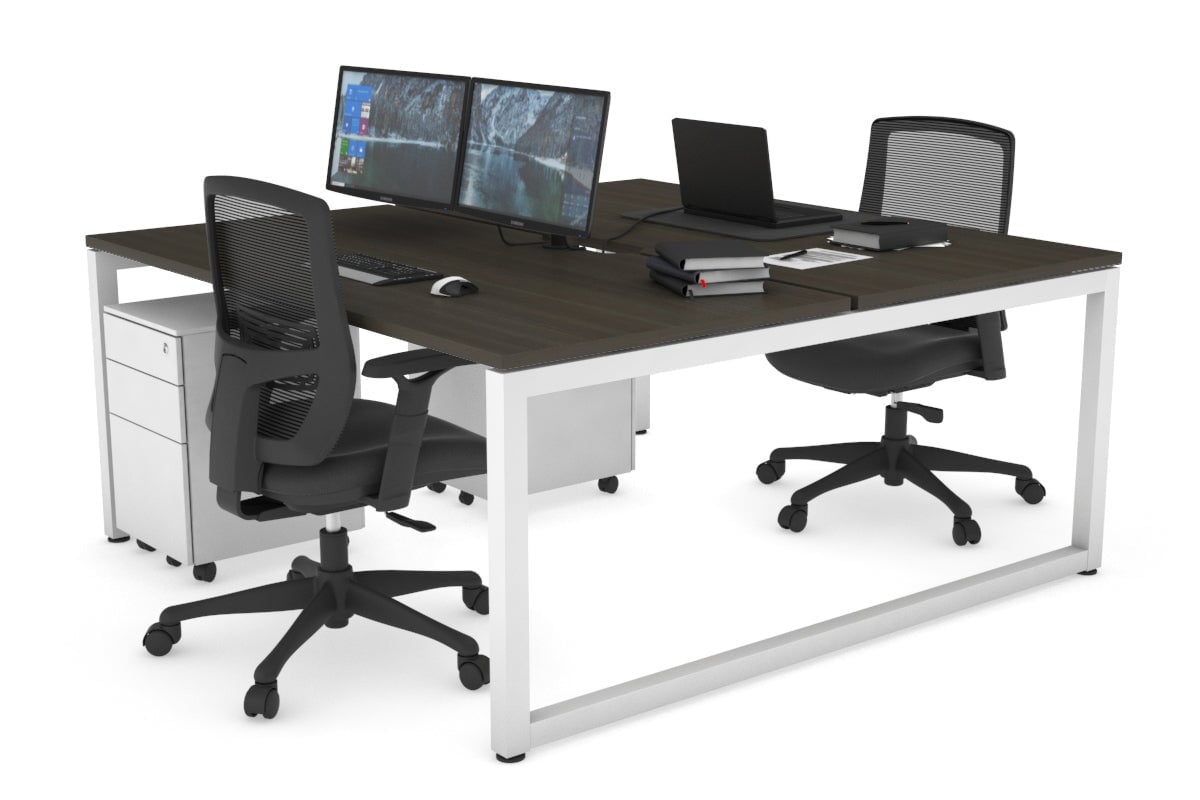 Quadro Loop Legs 2-Person Office Workstation - 1200L x 800W with Cable Management Scallop - Perfect for Collaborative Workspaces & Shared Office Desks
