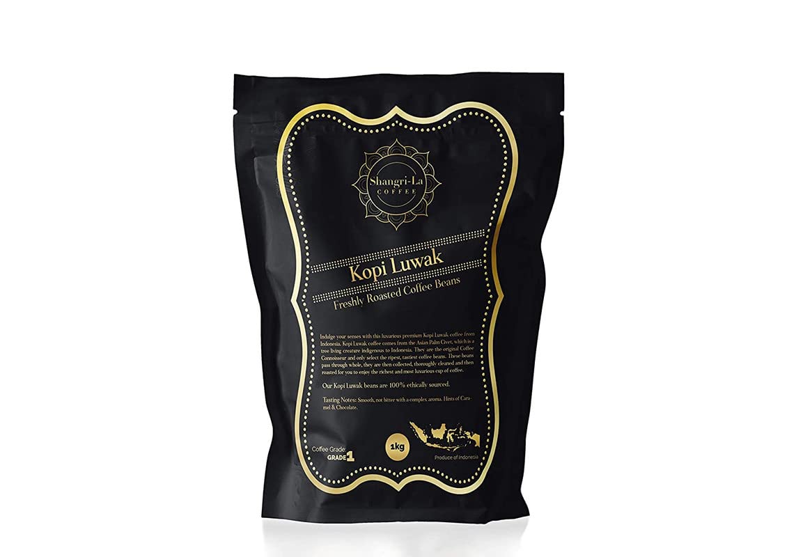 Premium Wild Kopi Luwak Coffee Ground Beans from Indonesia - Sustainably Sourced Arabica Coffee - 1kg Bag for Home Brewing, Office Use & Gourmet Gifting