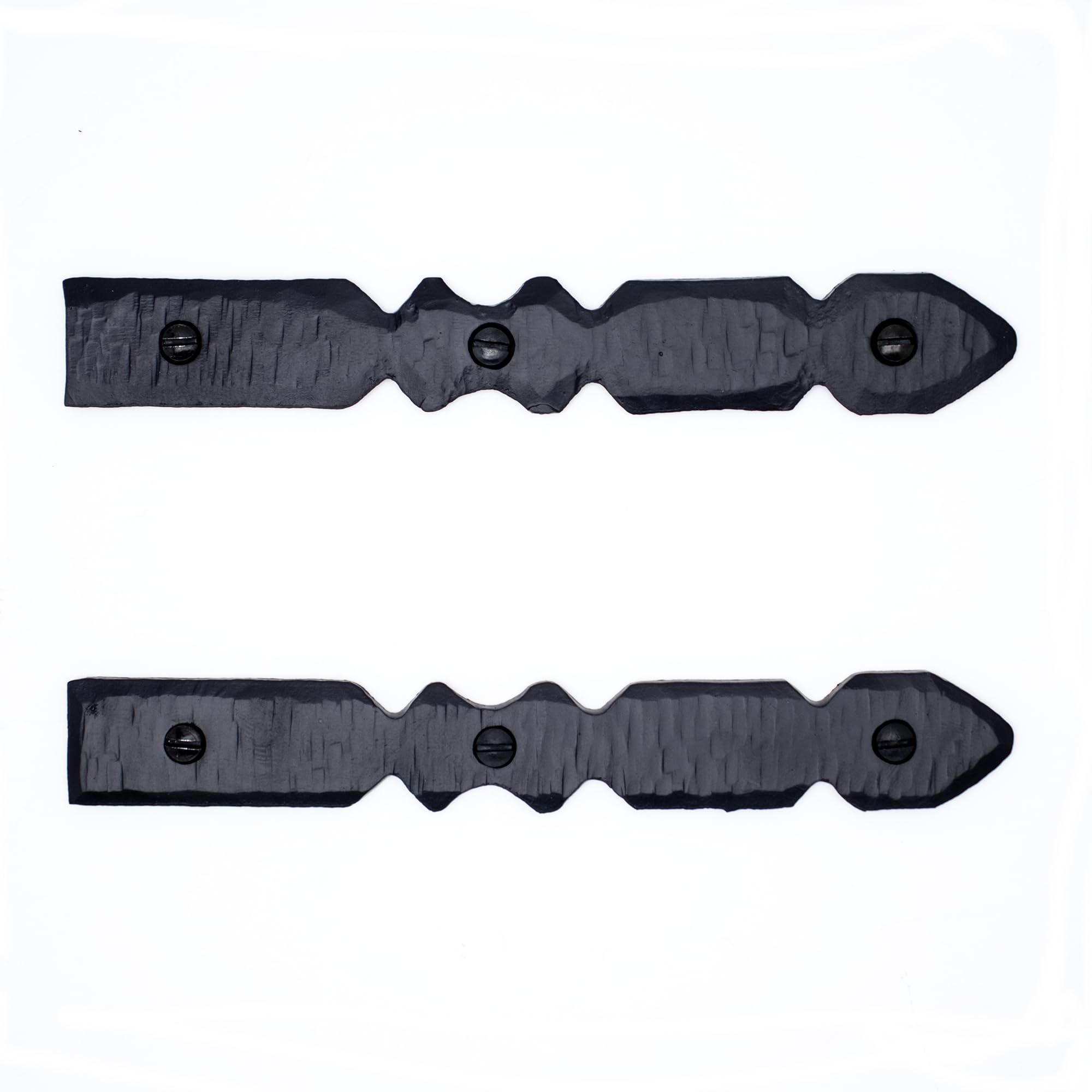 2 Pack 6 Inch Black Faux Strap Hinges - Decorative Dummy Door Hinges for Farmhouse, Rustic Iron Hinges for Shutters, Barn Doors, Gates & Castle Doors - The Nuevo Leon Series - Perfect for Vintage Home Decor & DIY Projects