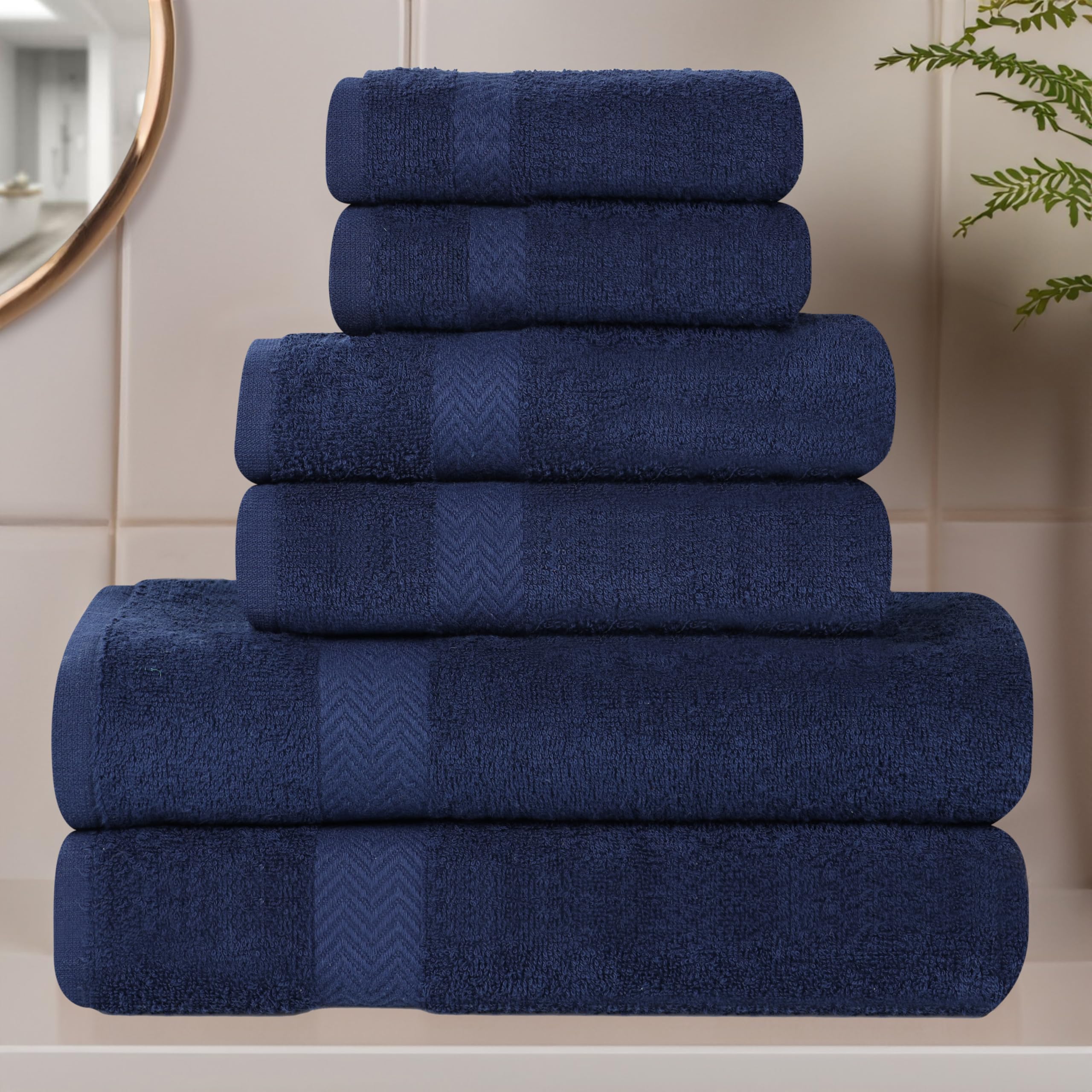Premium 18-Piece Cotton Towel Set - 8 Face Towels, 6 Hand Towels & 4 Bath Towels | Ultra Absorbent, Quick Dry | Franklin Collection in Navy Blue | Perfect for Home, Bathroom & Guest Essentials | Soft & Durable for Everyday Use
