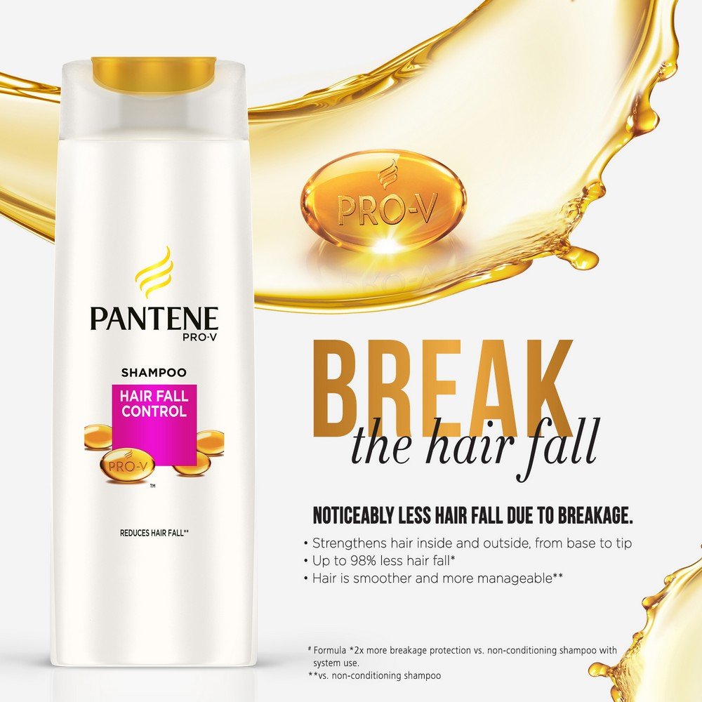 Pantene Pro-V Hair Fall Control Shampoo for Women & Men - 12.2 fl oz (360ml) - Reduces Hair Loss & Strengthens Hair - Daily Use for Thicker, Healthier Hair - Ideal for Home & Travel