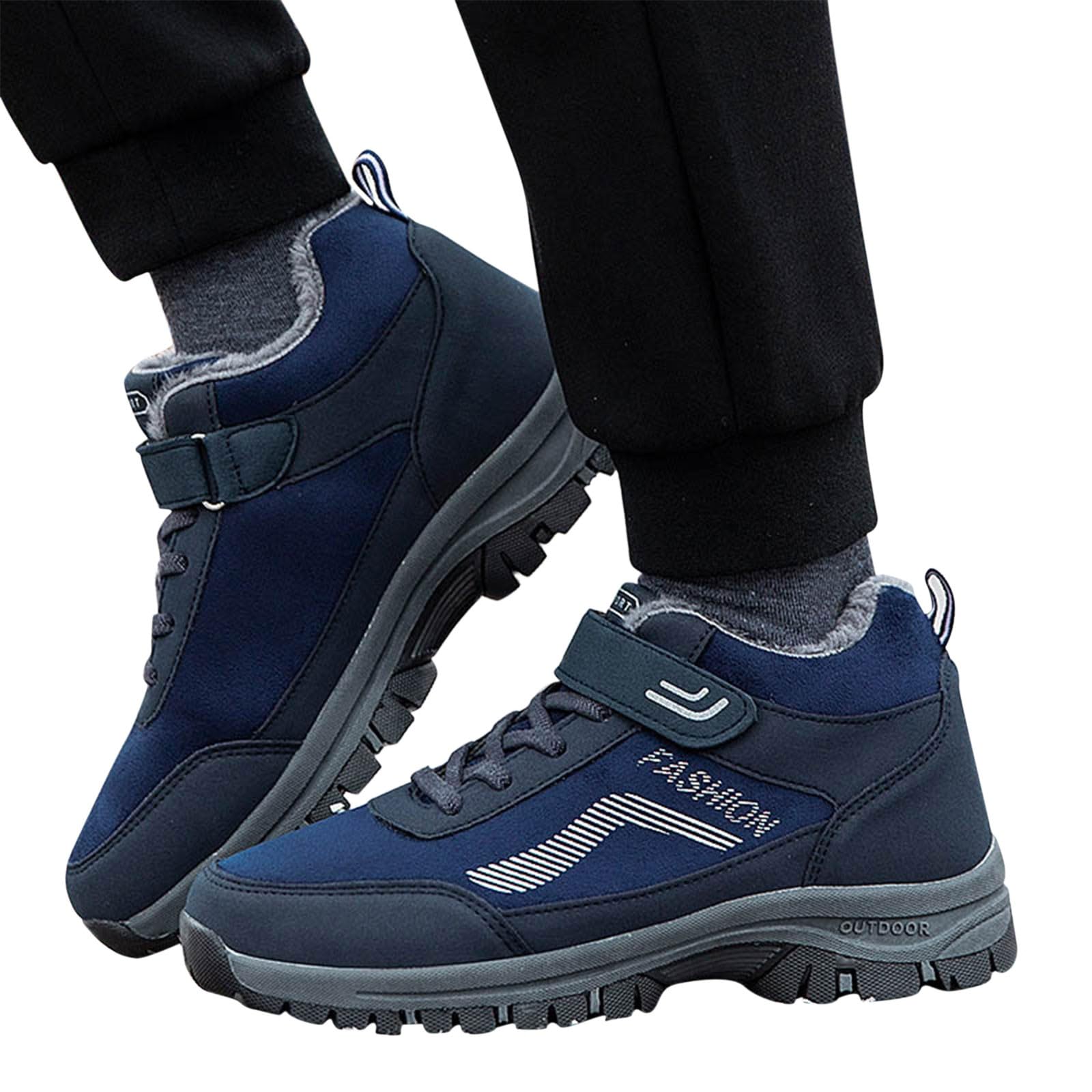 **Men's Waterproof Hiking Boots - Non-Slip Winter Snow Boots with Warm Plush Lining for Outdoor Trekking & Barefoot Comfort - Ideal for Camping, Snow Hiking & Cold Weather Walking**