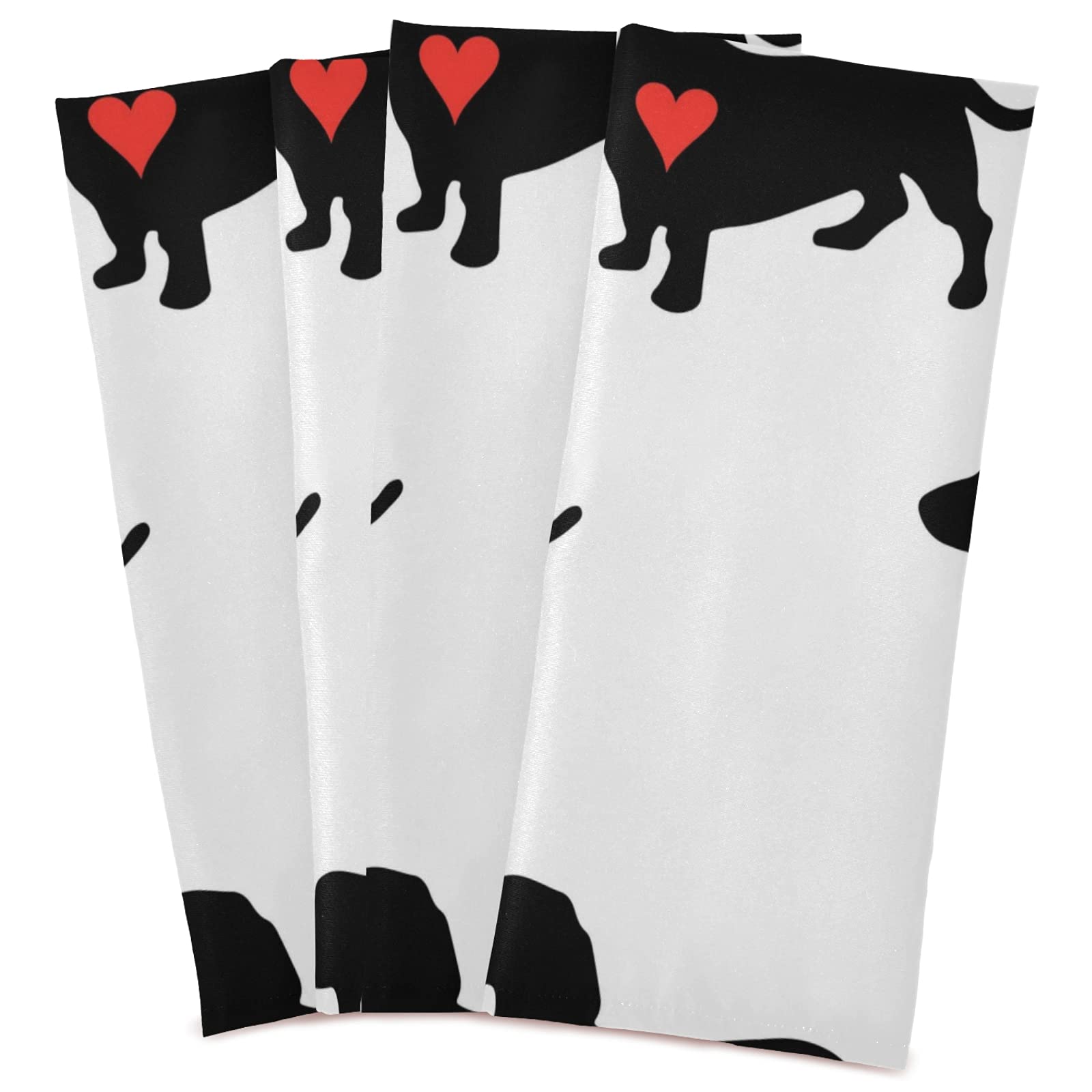 **Cute Heart Dachshund Dog Kitchen Towels - 1 Pack Reusable Absorbent Dish Cloths, Hand & Tea Towels (28