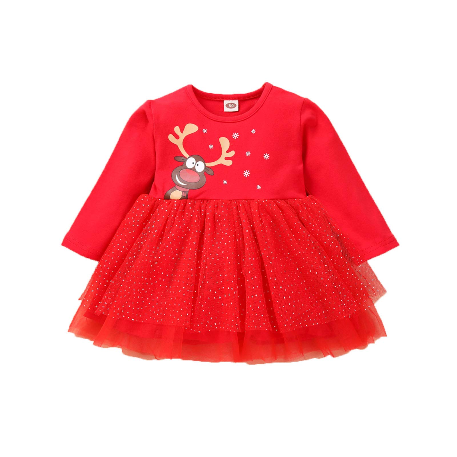 White Christmas Tutu Dress for Baby Girls - Soft Deer Print Princess Skirt for Infants & Toddlers | Holiday Party, Photo Shoot, and Special Occasion Outfit