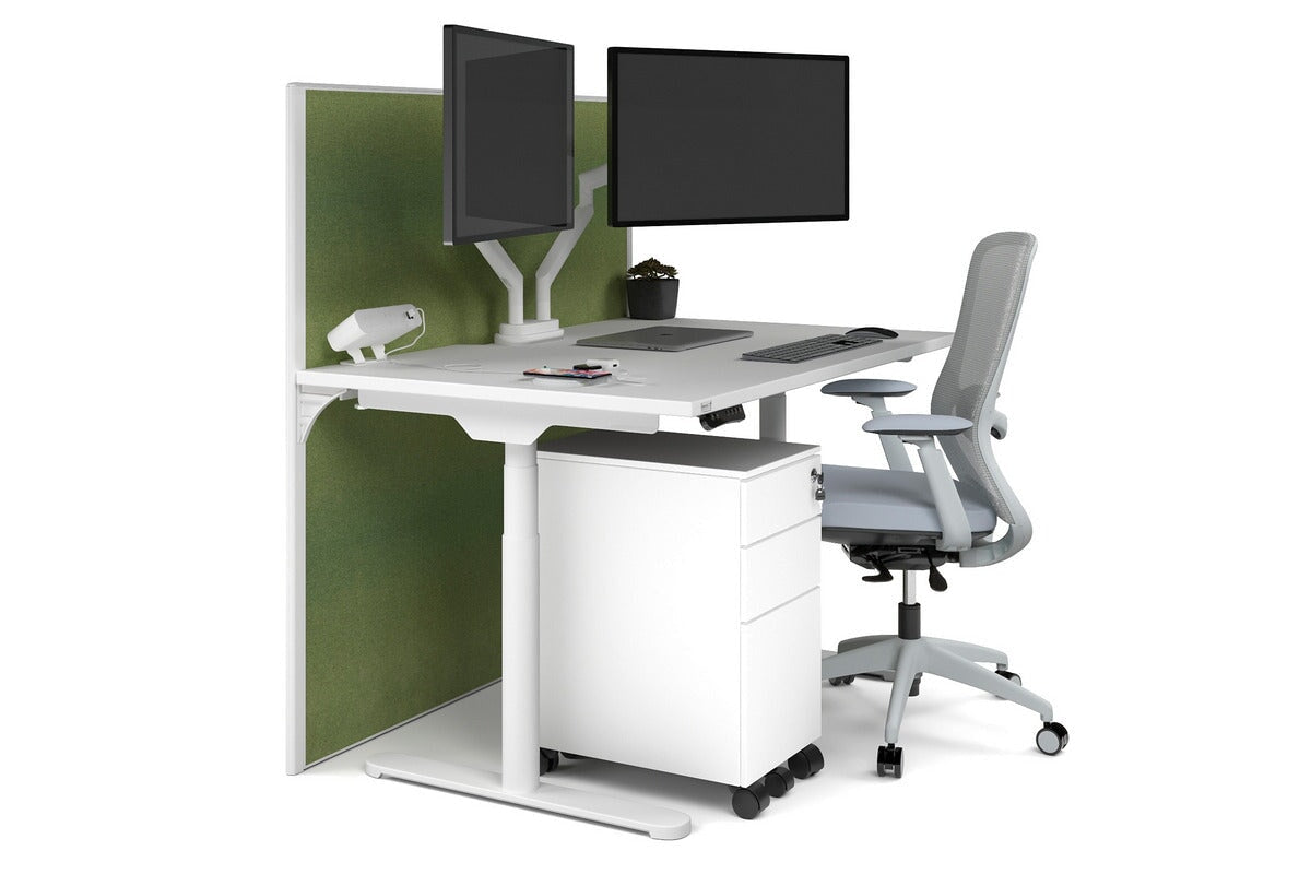 Flexi Premium Height Adjustable Single Workstation Desk - 1200L x 800W with Cable Management Scallop | Ergonomic Standing Desk for Home Office & Workspace