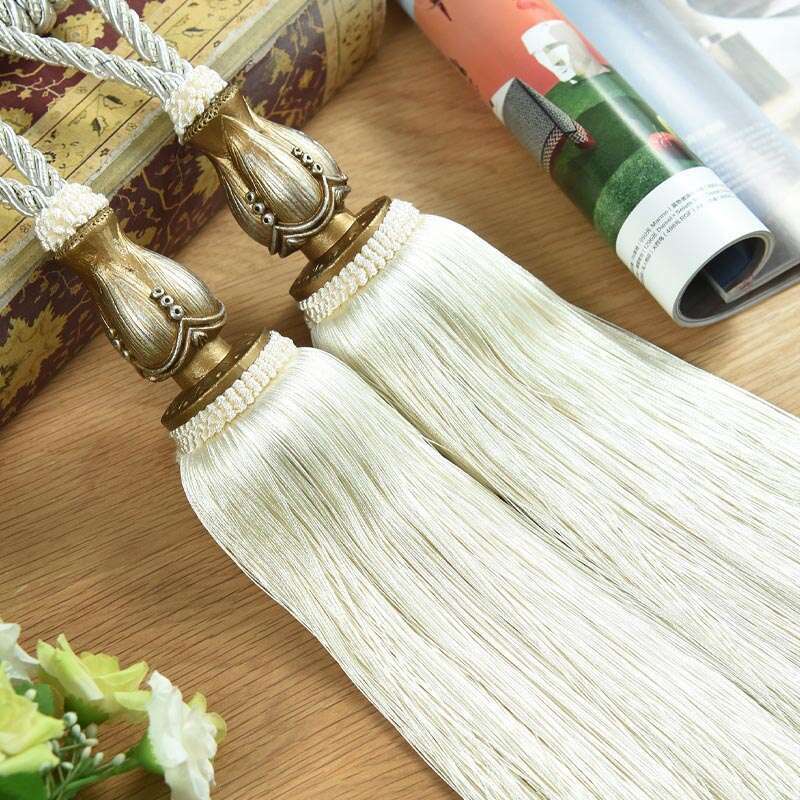 Elegant Kara Metal and Bead Tassel Curtain Tieback Holder - Vintage Style Window Drapery Hook for Living Room, Bedroom & Home Decor