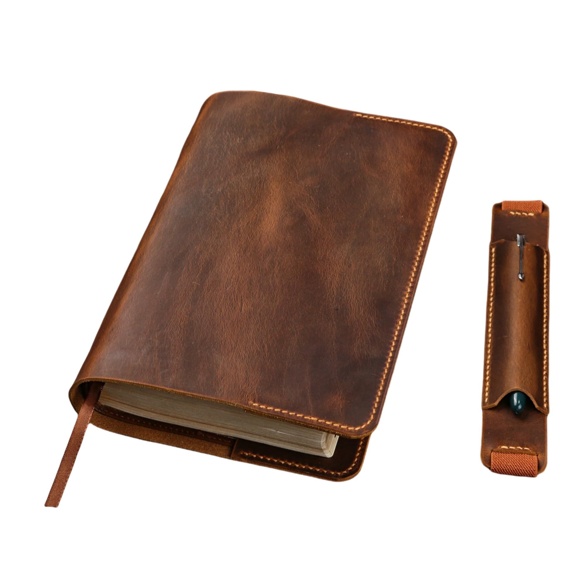 Personalized KJV Bible Leather Cover - Custom Holy Bible Book Case with Pen Sleeve | Christian Gifts for Men & Women | Pocket Size Cover for Church, Travel & Daily Devotion