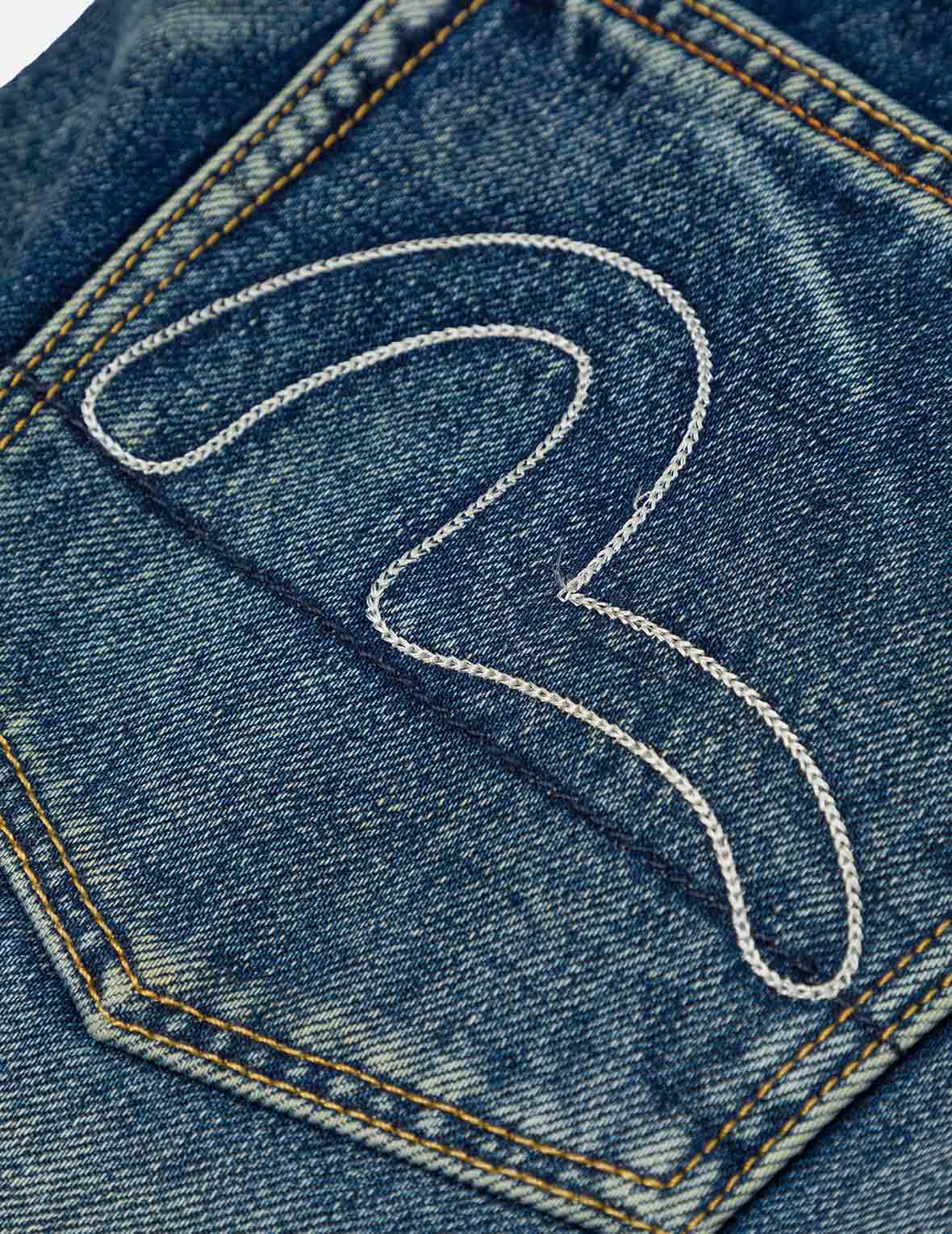 EVISU SINCE 1991 Embroidered Seagull Print Patch Carrot Fit Jeans for Men - Vintage Denim Pants with Unique Design, Perfect for Streetwear and Casual Outfits