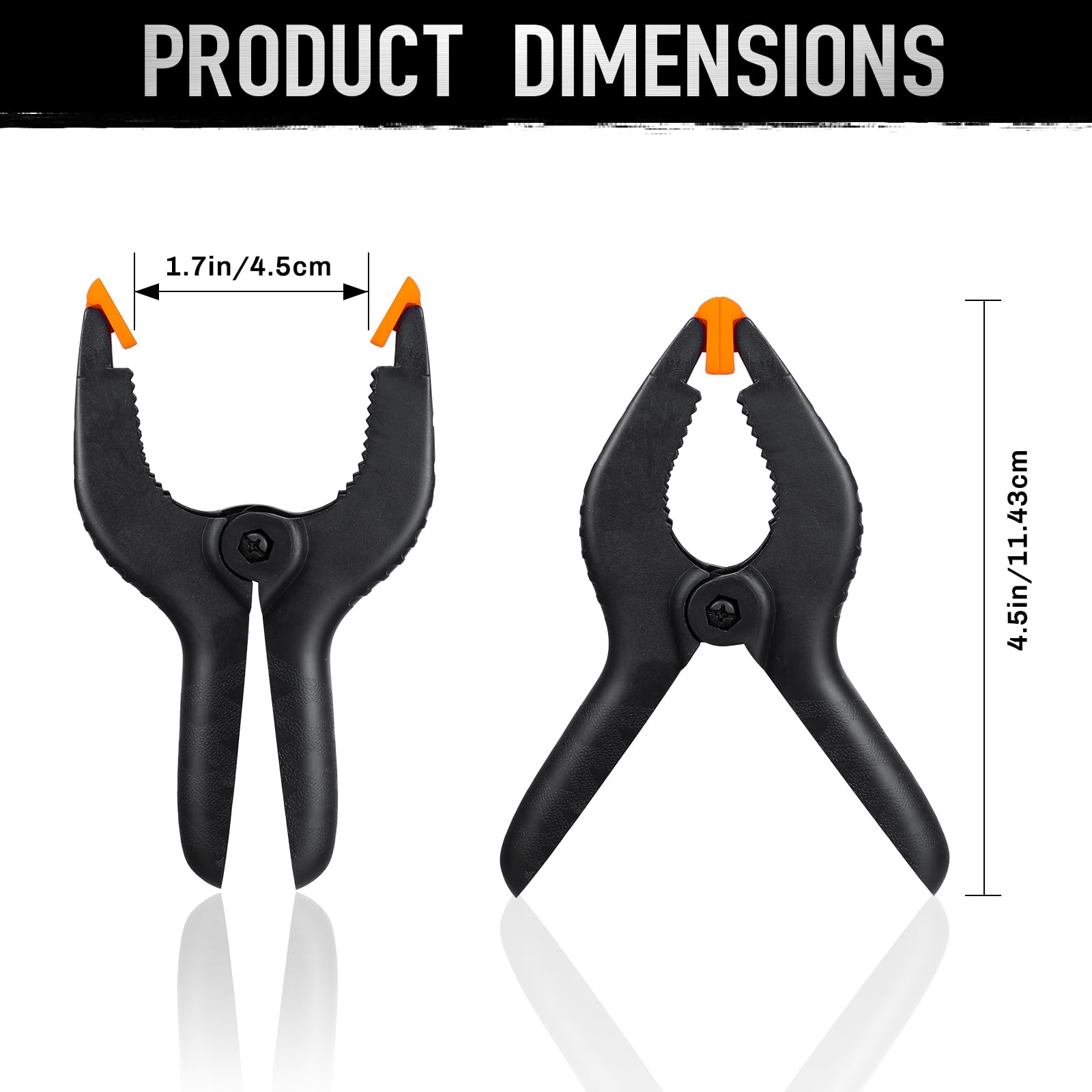 4.5 Inch Heavy Duty Spring Clamps - 10 Pack Strong Spring Clips for Woodworking, Photography, Backdrop & Craft Projects - Perfect for DIY, Home Improvement and Studio Use