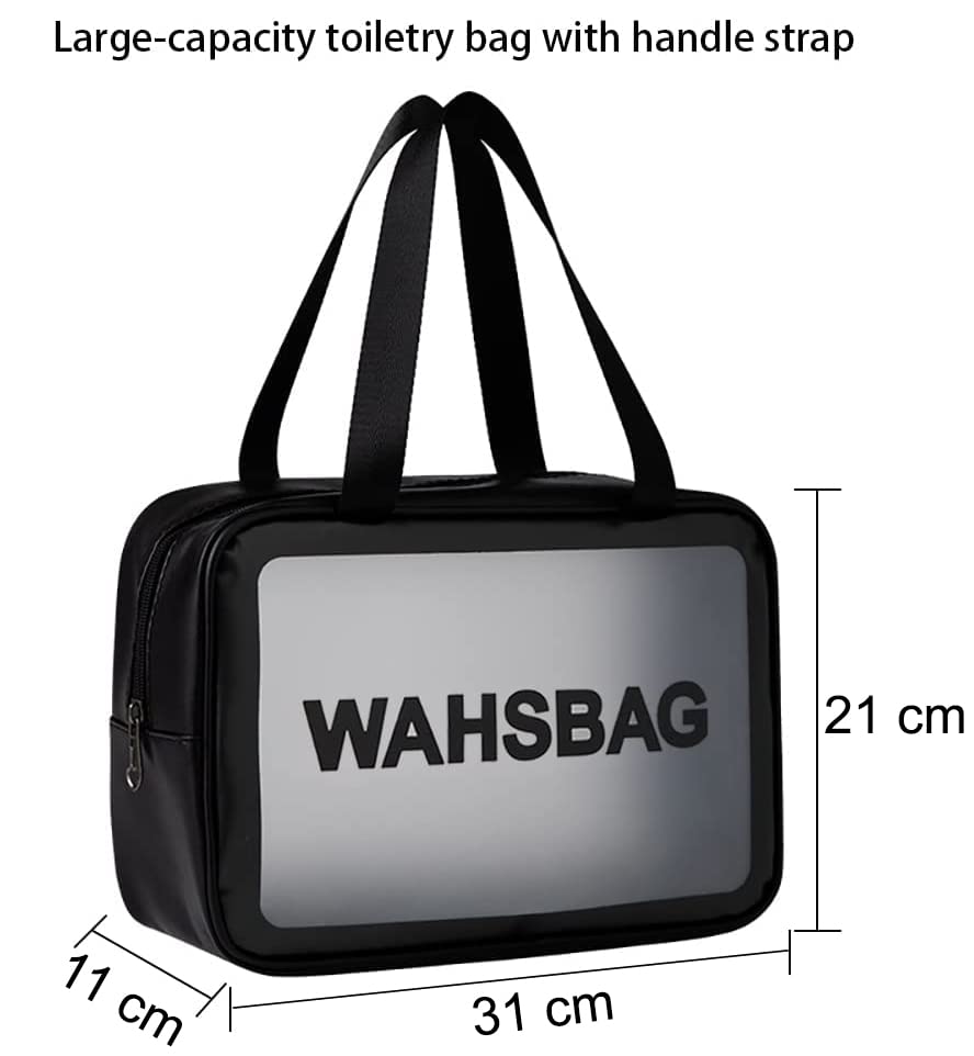 G2J BROTHERS Waterproof Clear Toiletry Bag for Travel - Large Cosmetic Makeup Organizer with Zipper - Perfect for Men & Women (Black) | Ideal for Airplane Carry-on, Gym, Beach & Vacation Essentials Storage