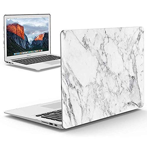 IBENZER Hard Shell Case for MacBook Pro 13 Inch Retina Display (2012-2015 Models A1425 & A1502) - Premium Soft Touch Protective Cover in White Marble Design | Perfect for Work, Travel & School Use