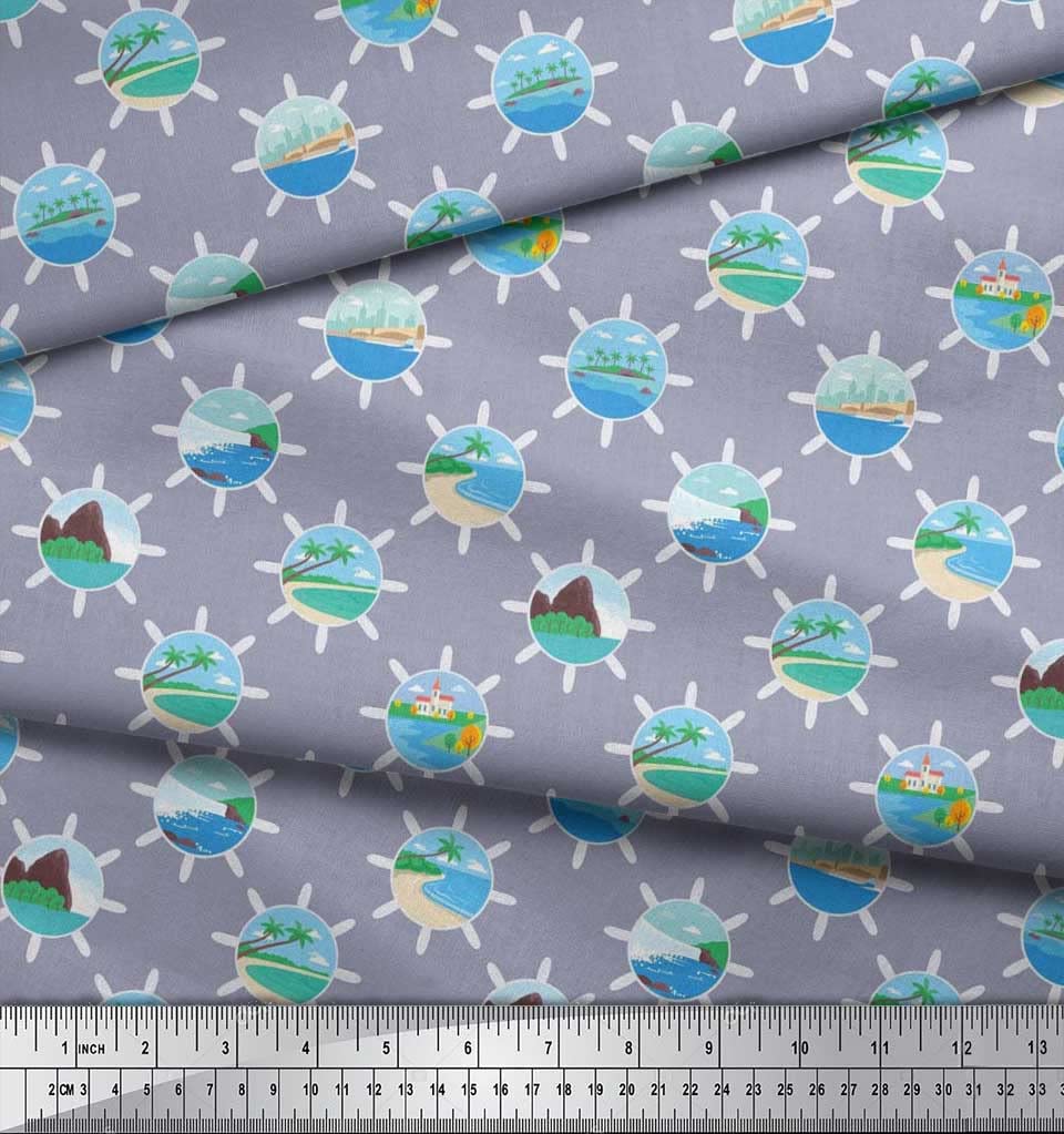 Soimoi Grey Cotton Cambric Fabric - 56