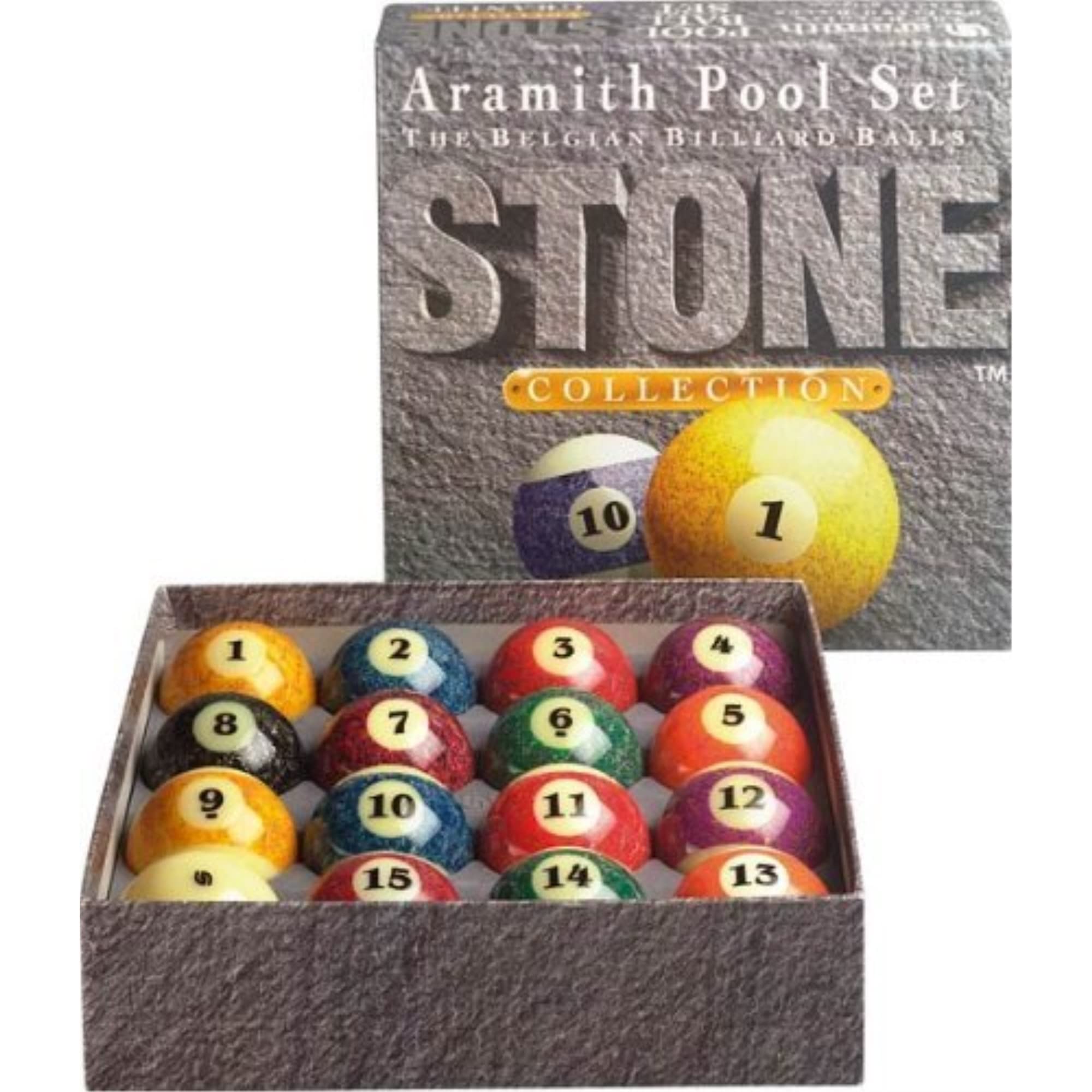 Aramith Premium Stone Collection Pool and Billiard Ball Set - Professional Tournament Quality for Home Game Rooms and Bars