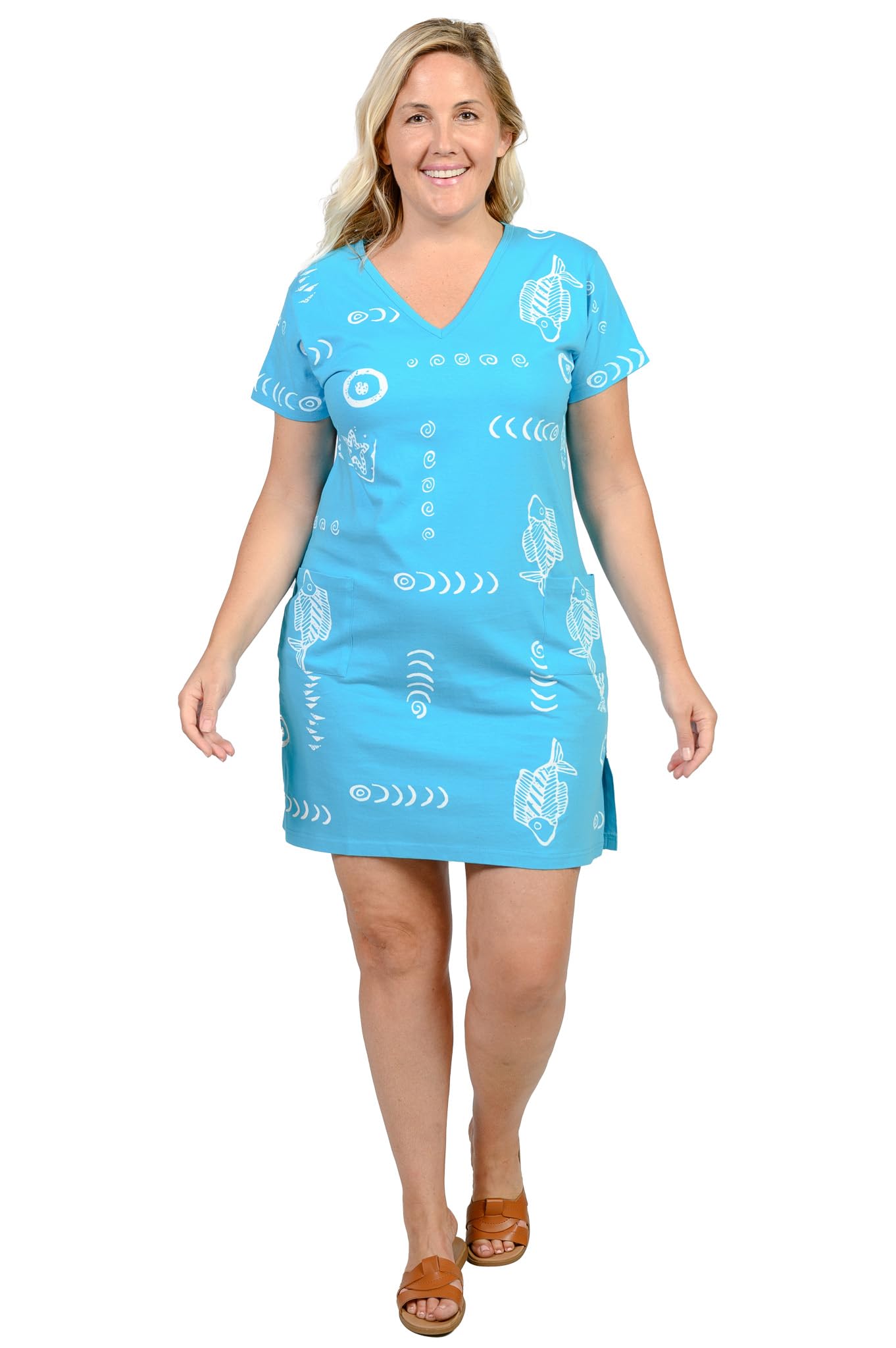 INGEAR Women's Summer Beach Cover Up Dress - Short Sleeve Cotton Shift Dress for Vacation, Poolside, and Casual Outings | Lightweight & Comfortable