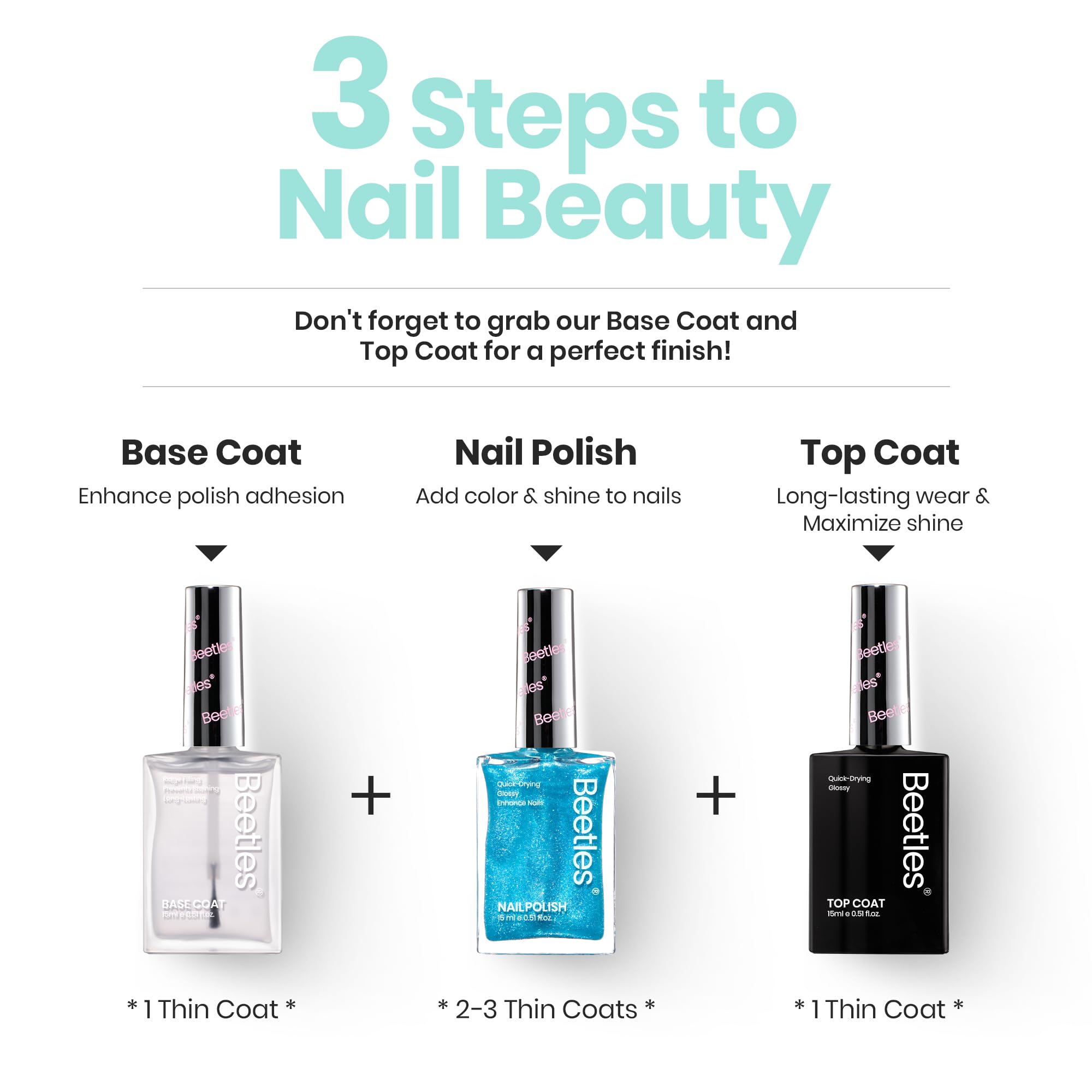 Beetles Blue Glitter Nail Polish - 15ml Fast Drying Long Lasting Sparkly Nail Lacquer with Frosted Light Blue Shards for Women | Perfect for Nail Art Designs, Parties, Weddings & Special Occasions