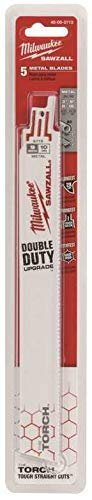 Milwaukee 48-00-5713 Super Sawzall Blades 10TPI 9-Inch Length Torch Pack of 5 - Heavy-Duty Metal Cutting Blades for Demolition, Renovation & Construction Projects