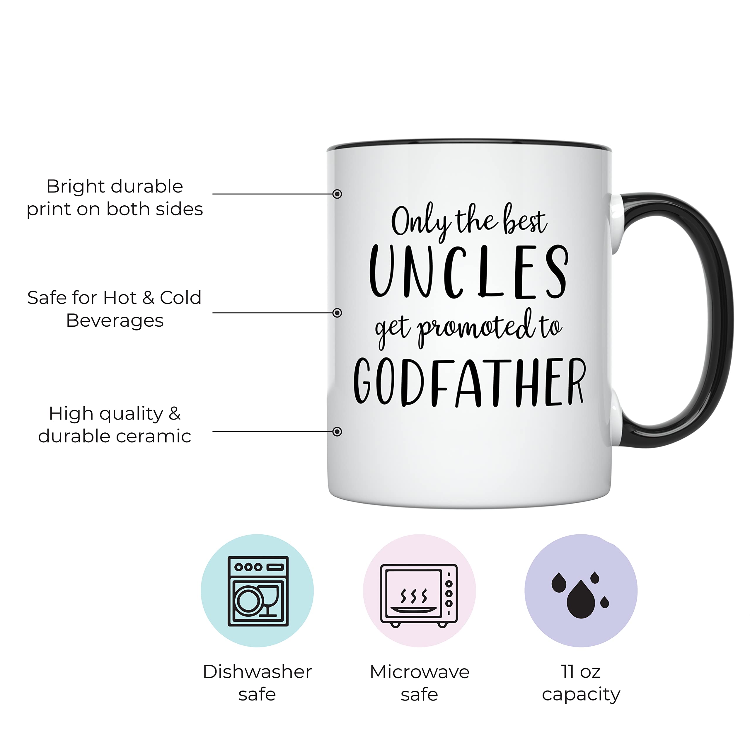 Funny Will You Be My Godparents Proposal Mugs - 11oz Ceramic Cup for Godfather/Godmother - Perfect Godchild Gift, Baptism Proposal & Father's Day Present - Ideal for Coffee, Tea & Hot Drinks (Black Handle)
