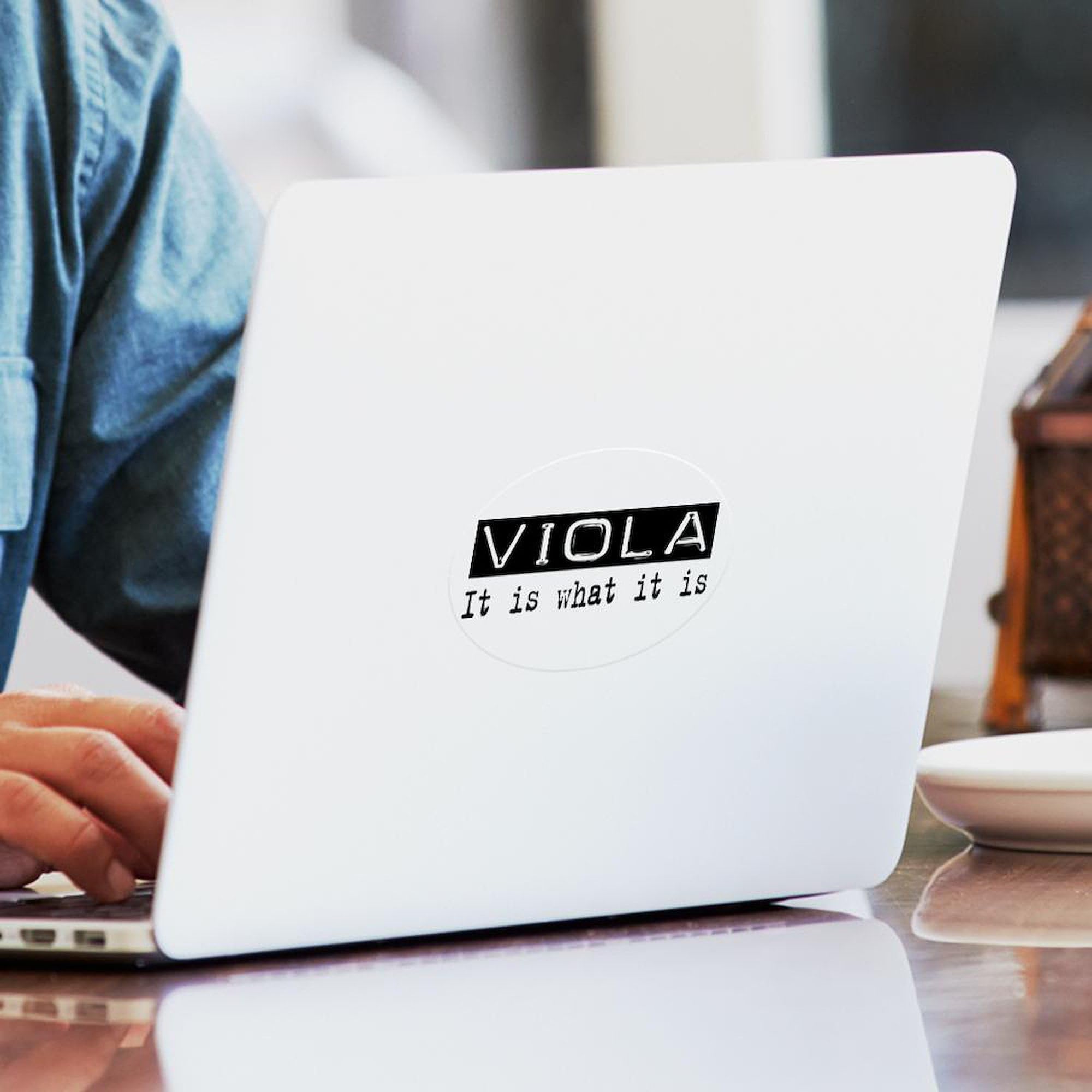 Viola Oval Car Bumper Sticker - Durable Vinyl Decal for Cars & Laptops