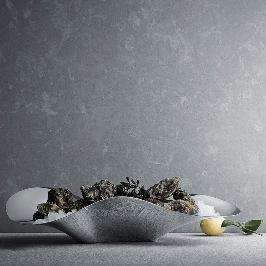 Georg Jensen Indulgence Oyster Tray - Polished Stainless Steel Serving Platter for Seafood, Appetizers & Elegant Entertaining