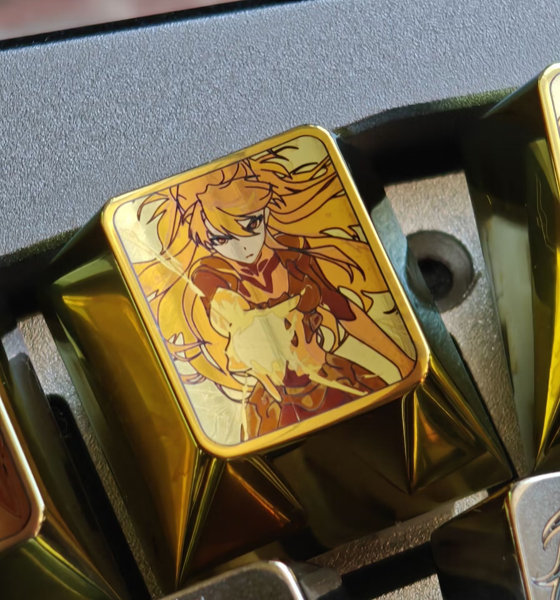 Custom Titanium Alloy Metal Keycaps for Mechanical Keyboards - Personalized EVA/Saint Doujin Design - Perfect for Gaming, Typing & Keyboard Decoration