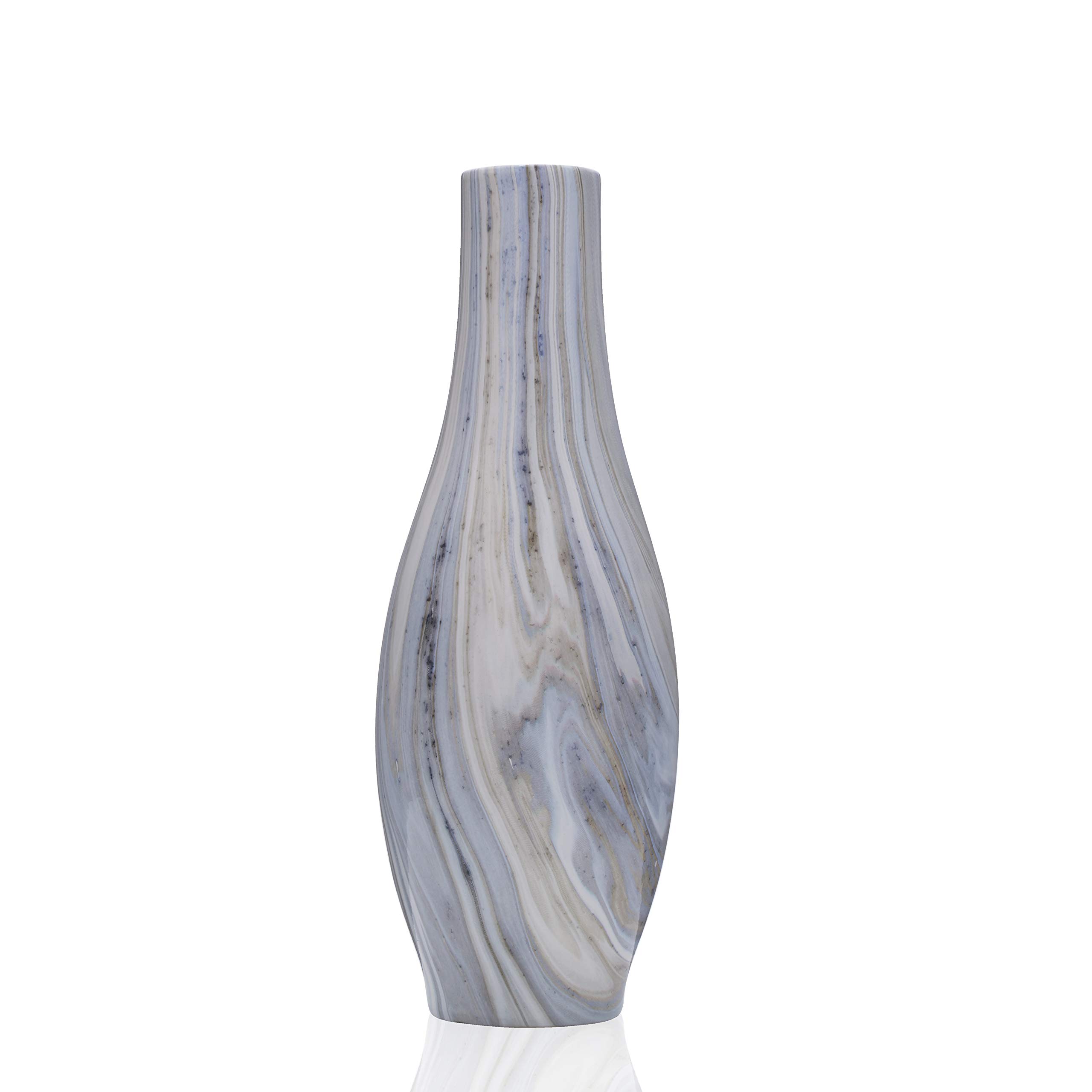 Scott Living Oasis Marble Swirl Glass Vase - 13 Inch Tall Modern Decorative Vase for Home, Wedding, and Office Decor - Perfect for Flowers, Centerpieces, and Elegant Interior Design