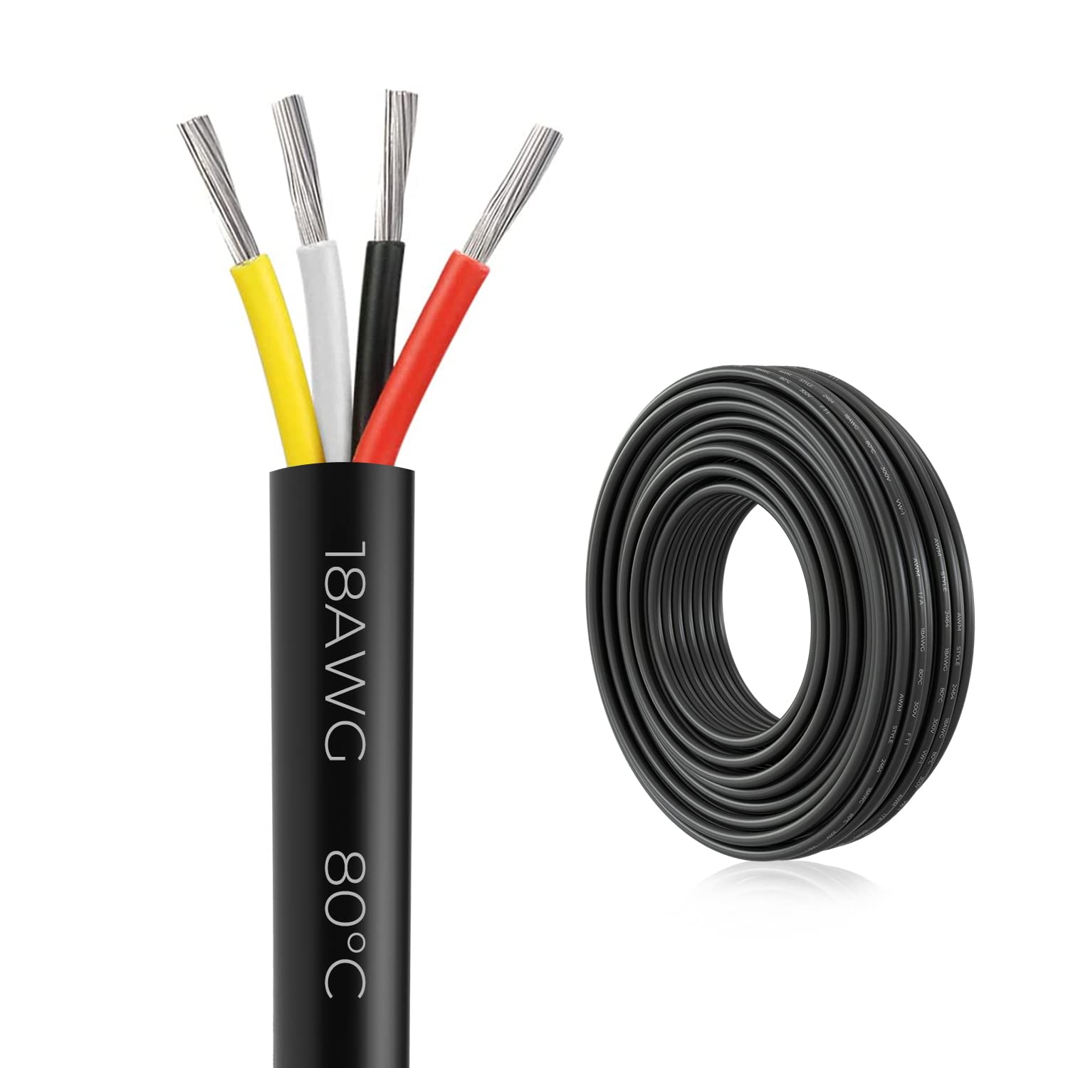 Firmerst 18 Gauge 100ft 4-Conductor Tinned Copper Wire - Premium Electrical Cable for Lighting, Speakers, Relays & Controllers - Ideal for Home Theater, Car Audio & DIY Electronics Projects