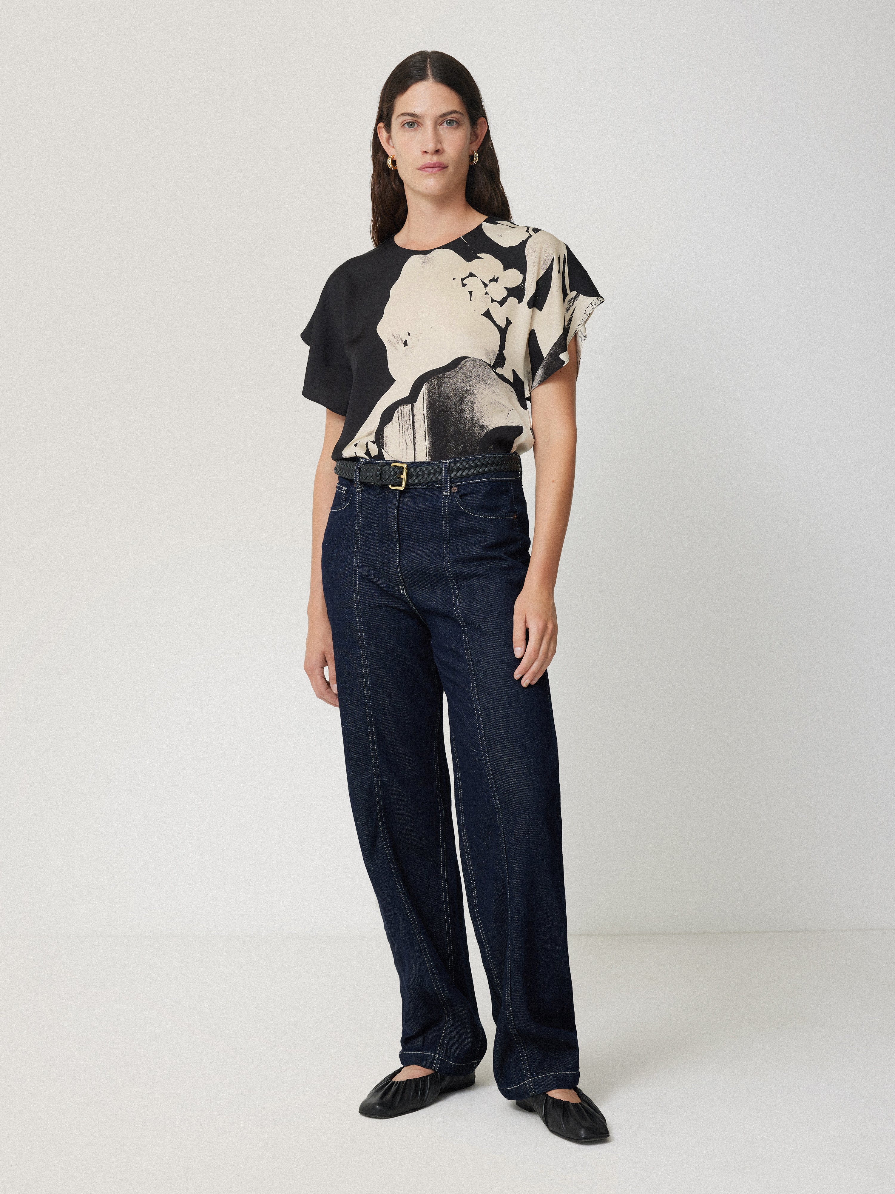 Stylish Monochrome Collage Print Drape Top for Women - Perfect for Casual Outings, Date Nights & Summer Fashion