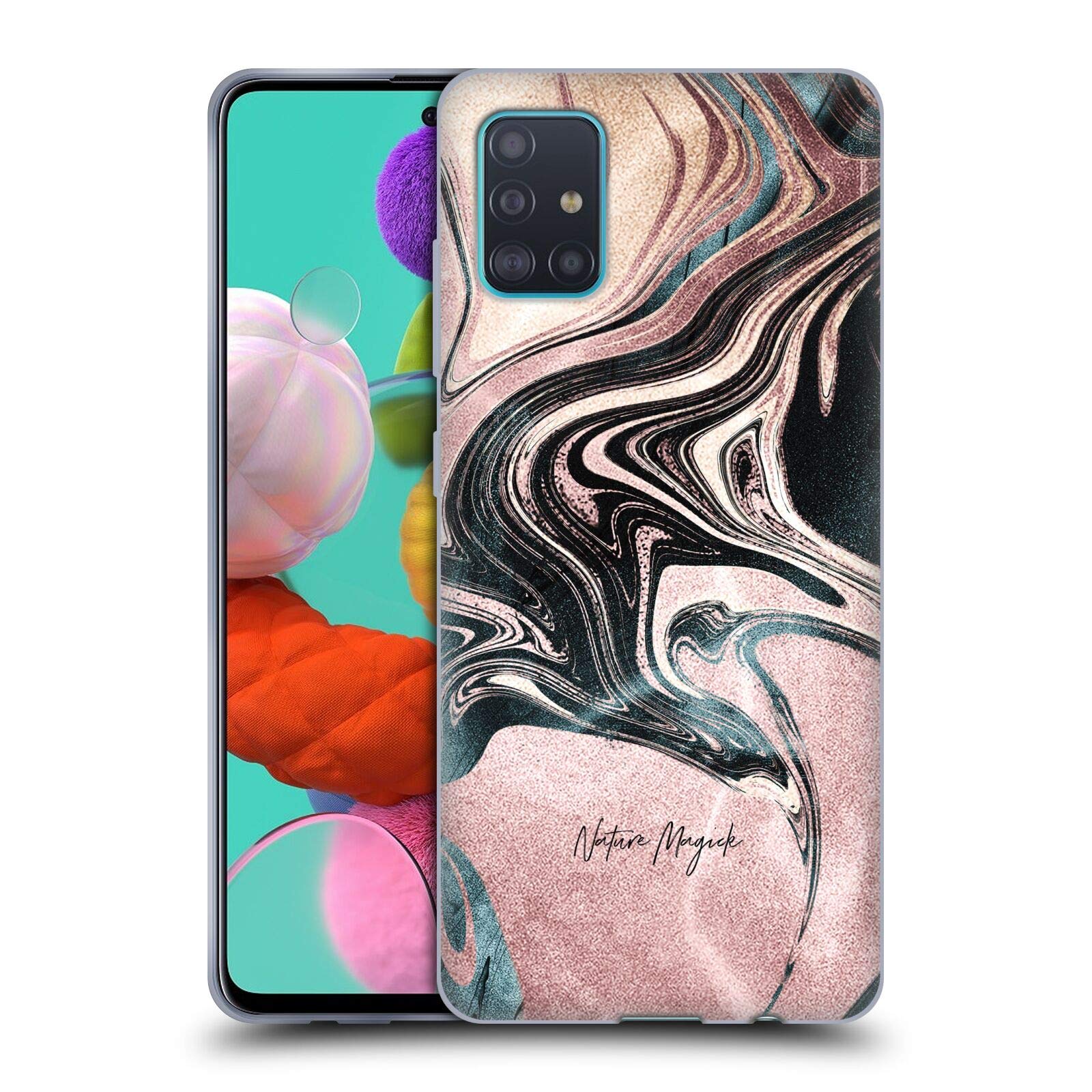 Head Case Designs Nature Magick Pink Luxe Gold Marble Case for Samsung Galaxy A51 (2019) - Soft Gel Metallic Protective Cover for Women Girls, Everyday Use & Fashion Accessory