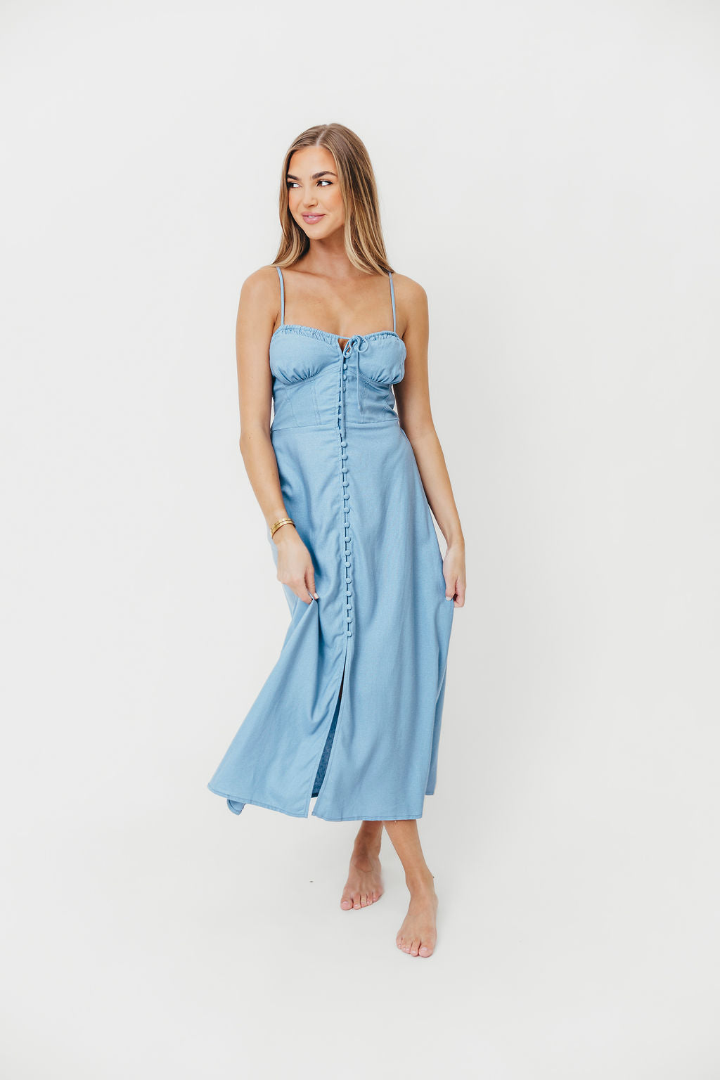 Nevaeh Blue Harbor Midi Dress for Women - Flowy Summer Casual Dress for Beach, Party & Everyday Wear