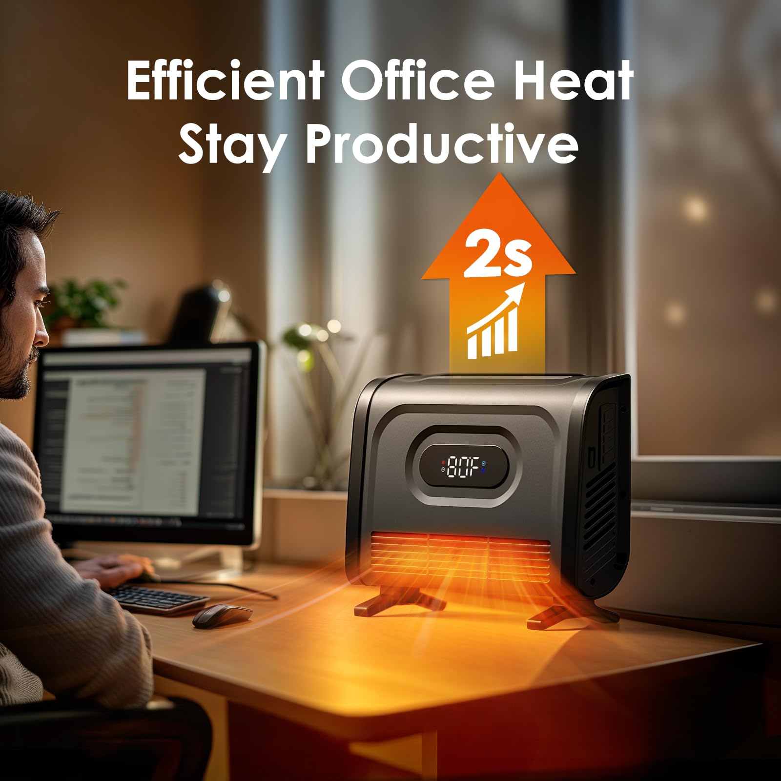 Air Choice 1500W Infrared Space Heater with Adjustable Thermostat & Remote Control - Wall Mountable Heater with 12H Timer, Child Lock, Attachable Feet - Perfect for Bedroom, Office, Garage, Basement & Bathroom Heating