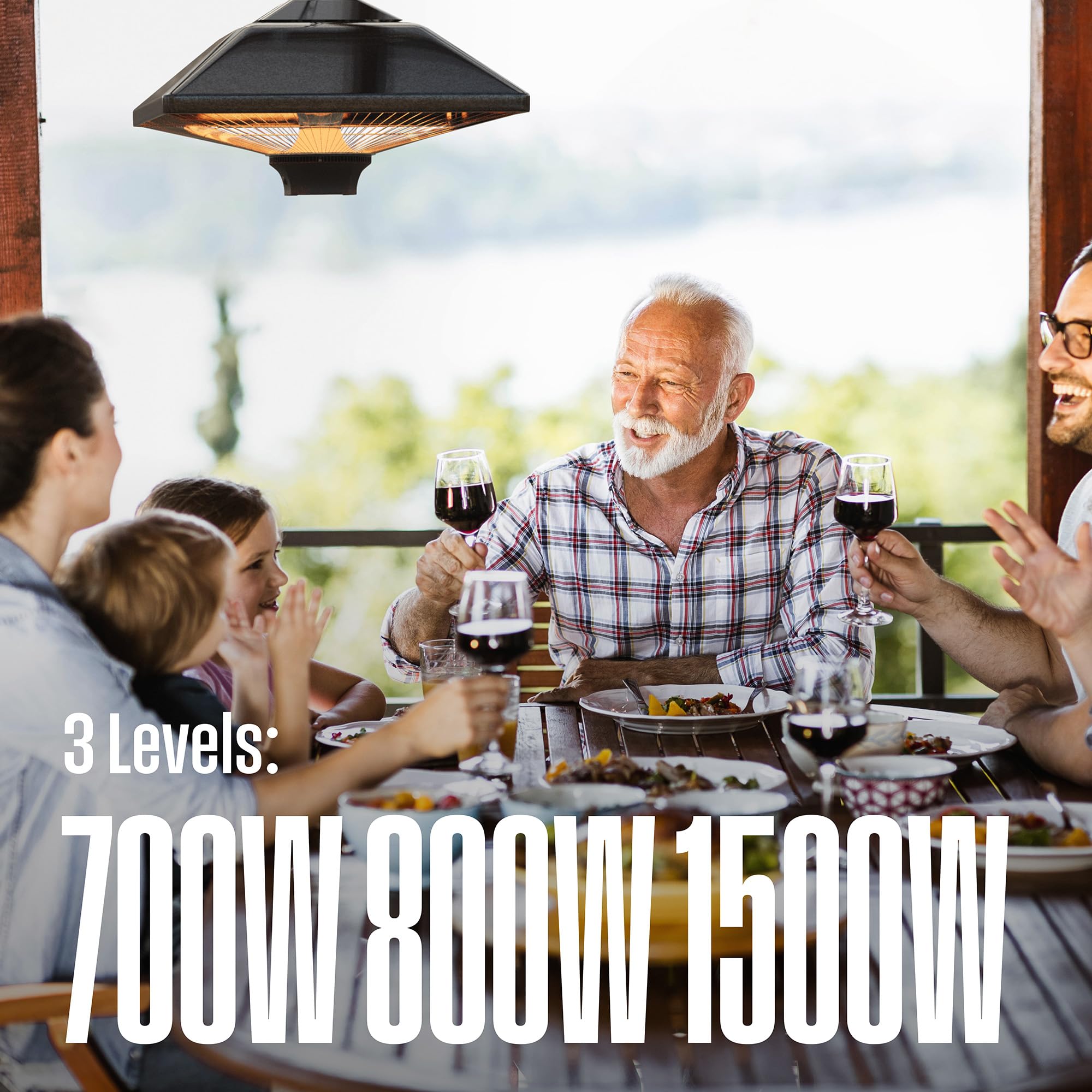 Westinghouse Outdoor Ceiling Patio Heater - 1500W Adjustable Infrared Heater with Water Resistant Design & Auto Shut-Off Overheat Protection - Perfect for Patio Covers, Gazebos, Pergolas, Backyards & Outdoor Dining Areas