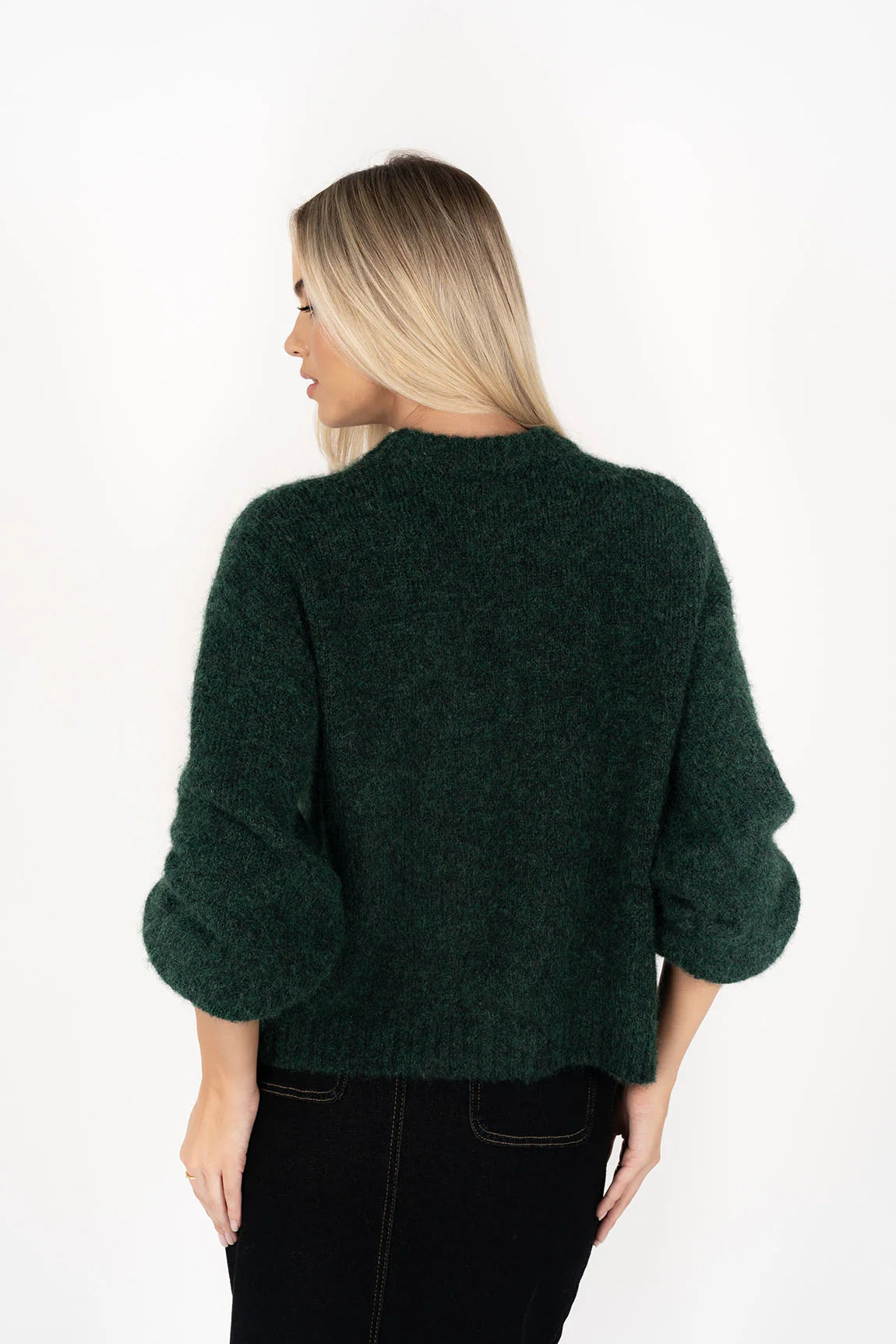 Neve Forest Green Knit Jumper Women's Cozy Sweater | Soft Chunky Cable Knit Pullover | Perfect for Fall Winter & Christmas Outfits