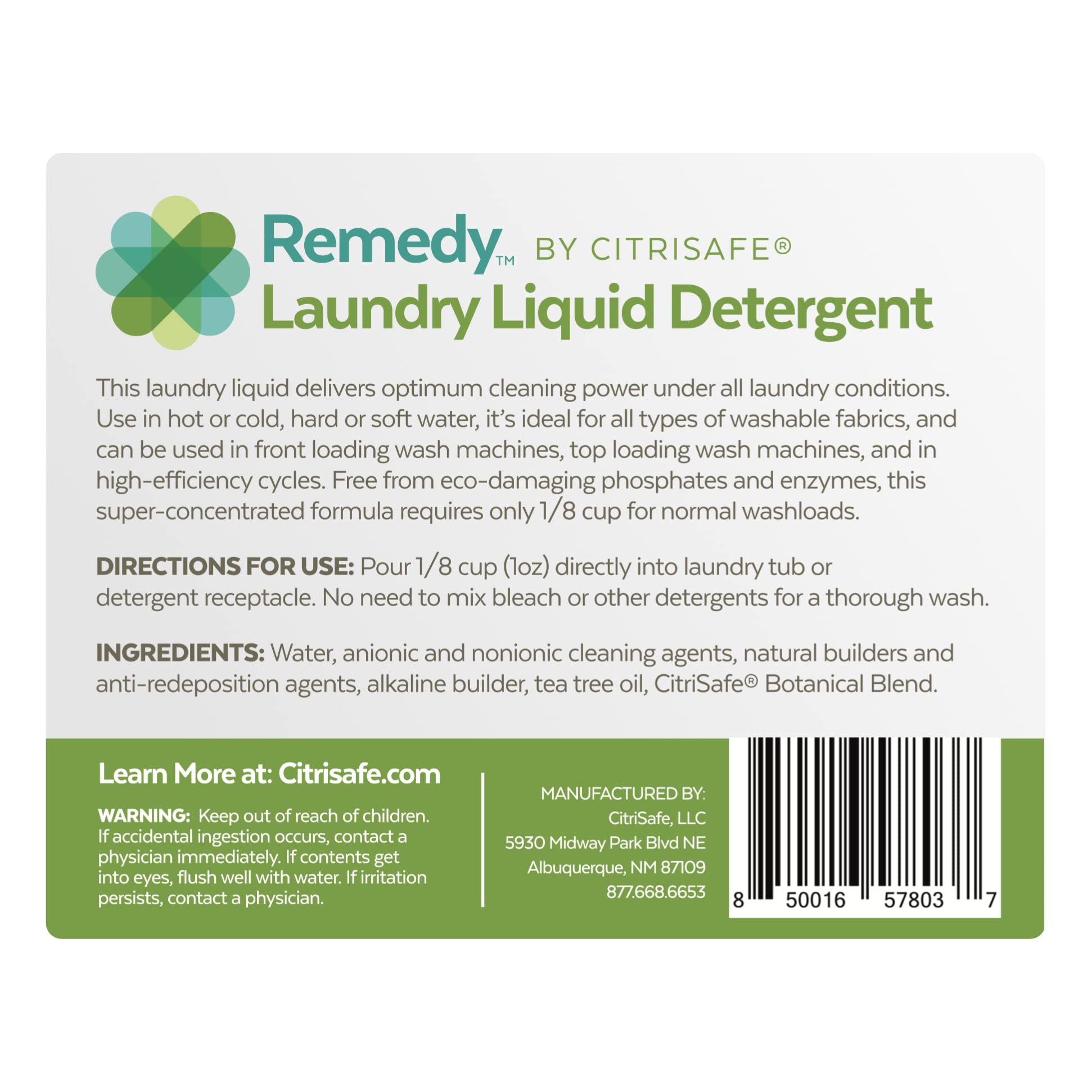 Remedy Laundry Liquid Detergent - Eco-Friendly Concentrated Laundry Soap for Tough Stains & Mold Removal - 32oz Bottle - Perfect for Sensitive Skin & HE Washers
