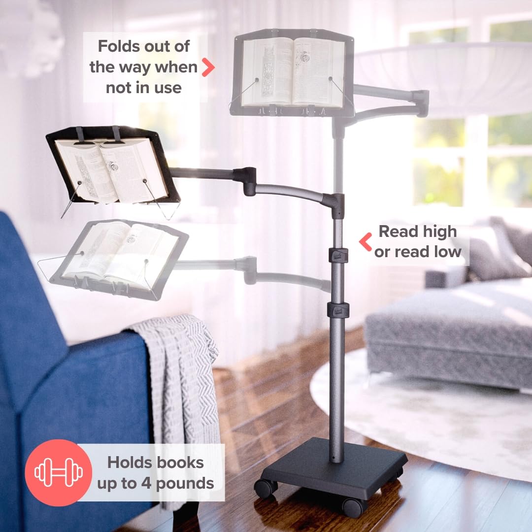 LEVO Hands-Free Book Stand for Hardcovers, Paperbacks, Cookbooks, Textbooks & Magazines - Perfect for Reading, Cooking, Studying & Relaxing