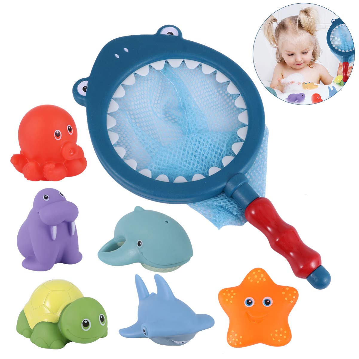 6pcs Funny Fountain Bath Toys for Kids - Water Play & Bathtime Fun - Blue MOLUCKFU Bathing Accessories | Perfect for Pool, Beach & Outdoor Water Activities